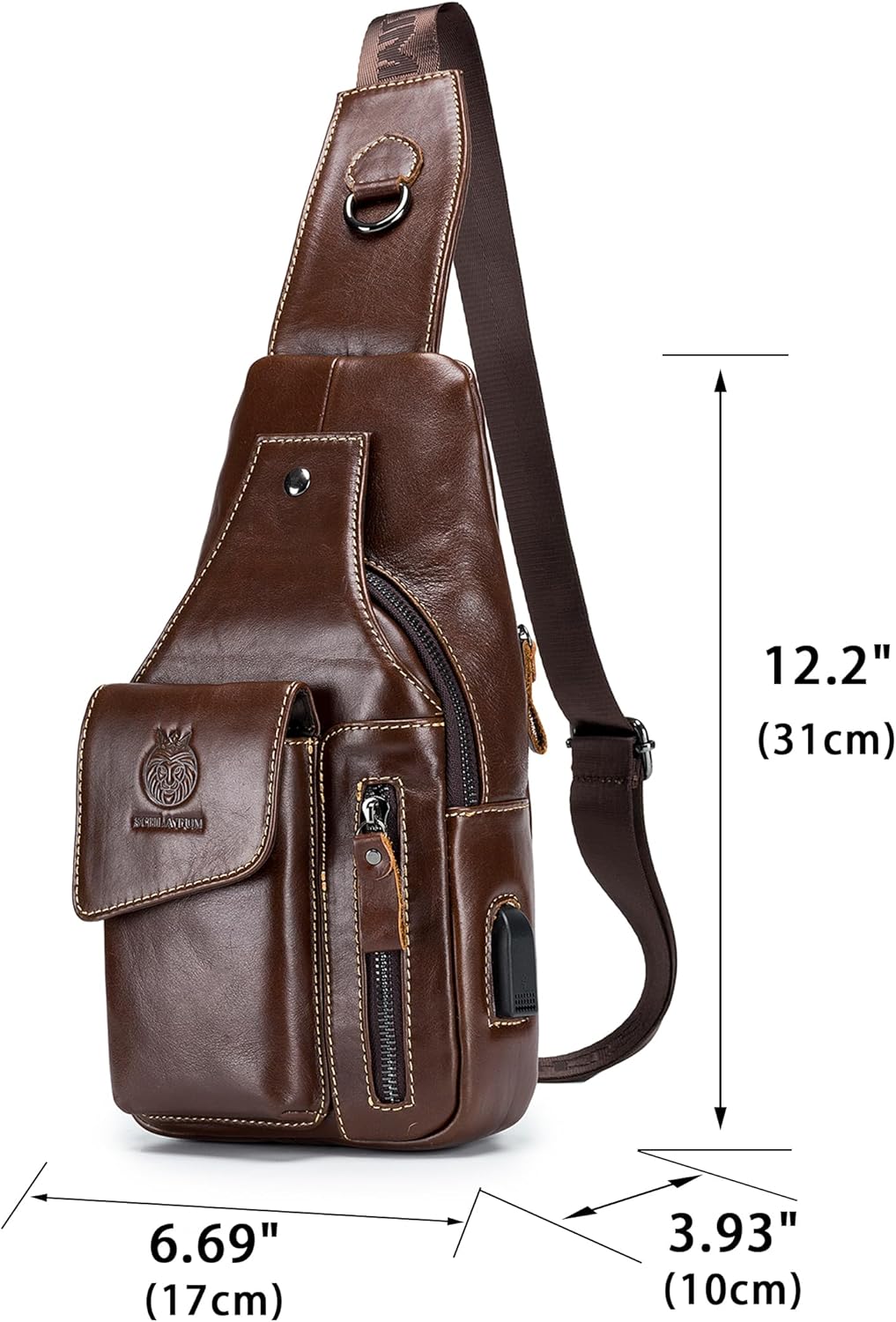 LUKZIJAES Genuine Leather Sling Bag for Men - Image 2