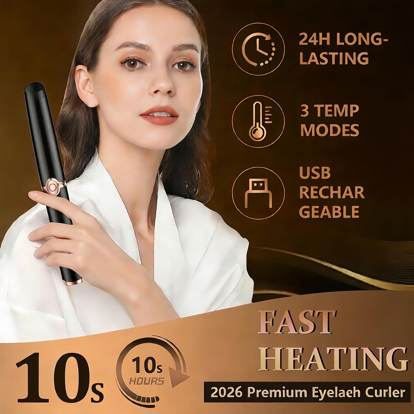 Piegaciglia riscaldato – Design a clip 2 in 1, 3 modalità di temperatura, piegaciglia elettrico ricaricabile USB, arricciatura naturale, 24 ore ricciolo a lunga durata, regalo per donne e ragazze