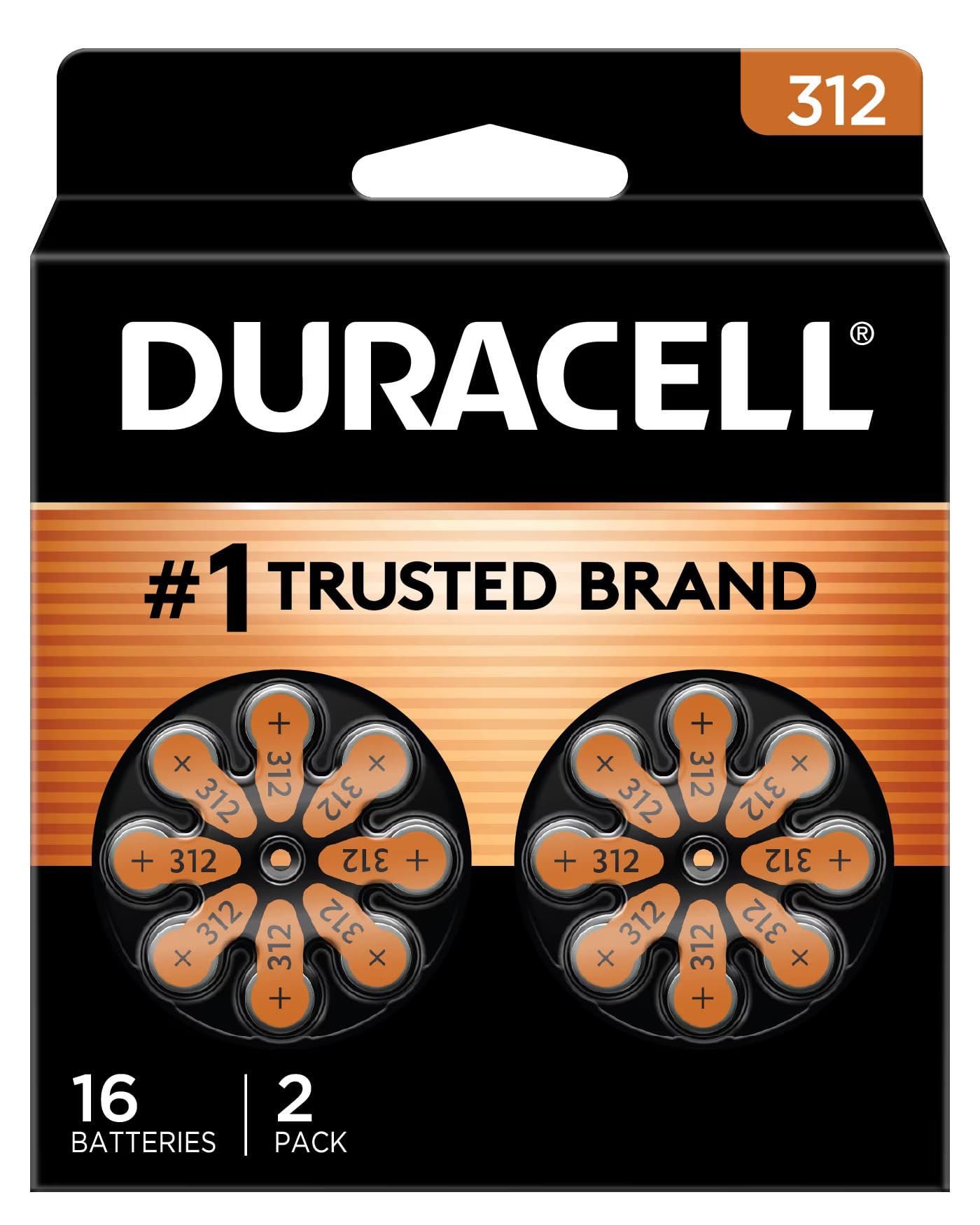 Duracell PGD DA312B16 - Batterie per apparecchi acustici, zinco aria, 312, confezione da 16