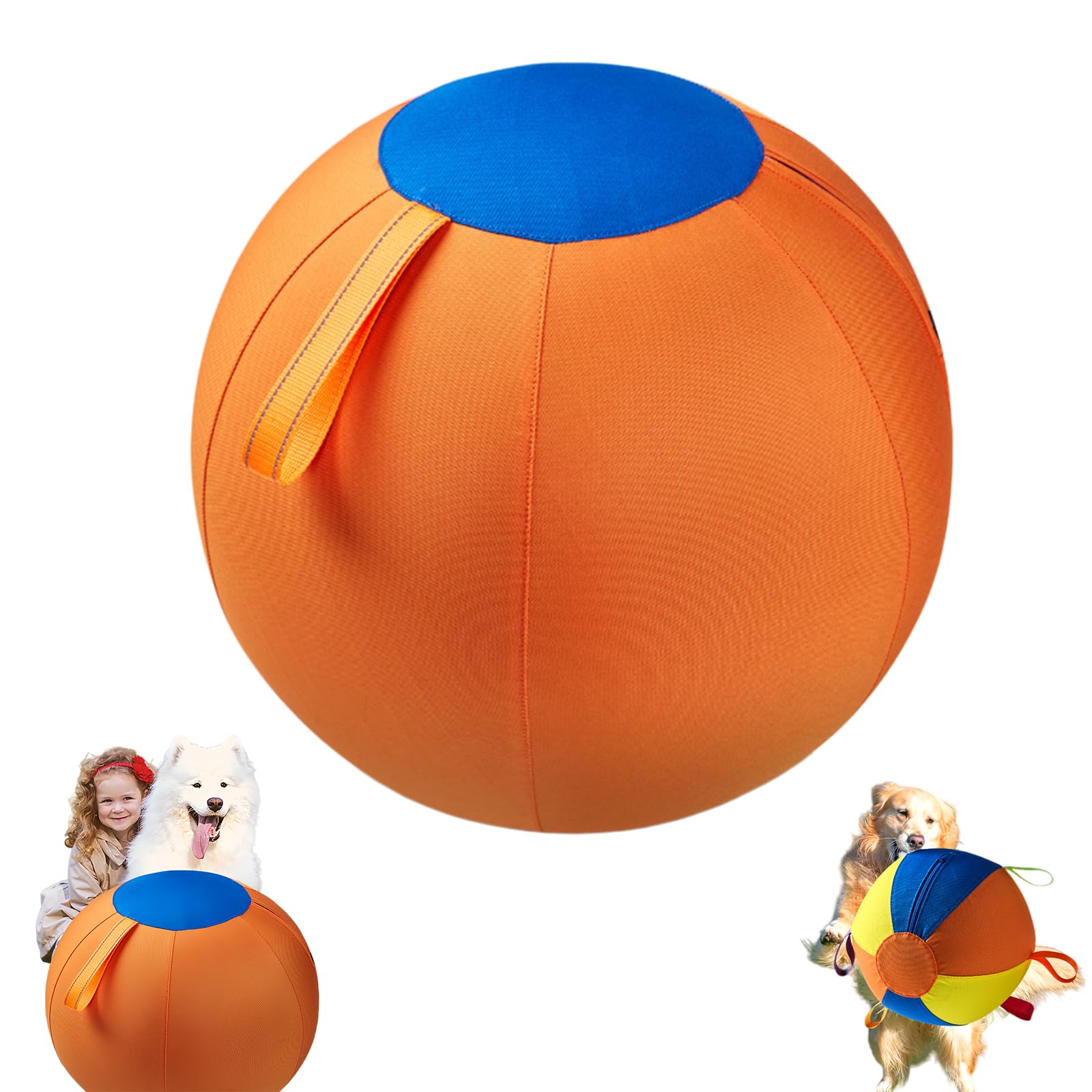 Herding Balls for Dogs Large Breed, 10/18/22 Inch Jumbo Calming Ball with Reinforced Handles, Anti-Burst & Tear-Resistant Inflatable Exercise Ball for Outdoor Play Training (Orange,22in)