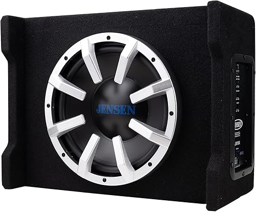 Jensen Subwoofer JW10A de 10 pulgadas en Enlosure ventilado de montaje múltiple con amplificador incorporado alimentado por MOSFET