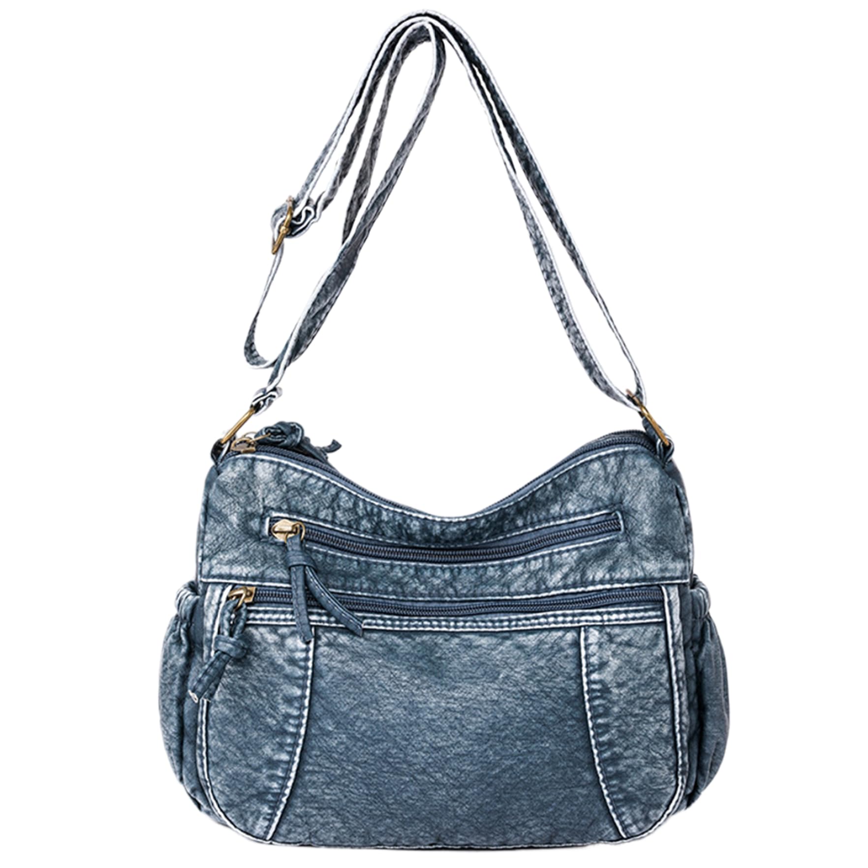 Borsa in denim da donna multasche con lavaggio in denim Borsa e borsette in jeans blu vintage Portafoglio a tracolla di grande capacà  1524