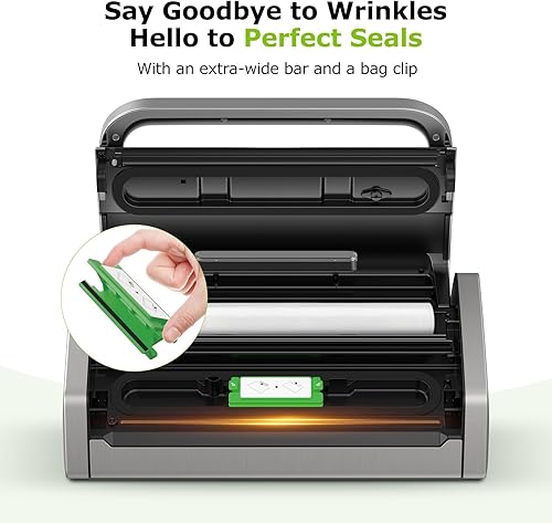 Miniatura 4 de Bonsenkitchen Máquina selladora al vacío, tecnología Globefish para un sellado al vacío perfecto, potente sellador al vacío de alimentos de bajo