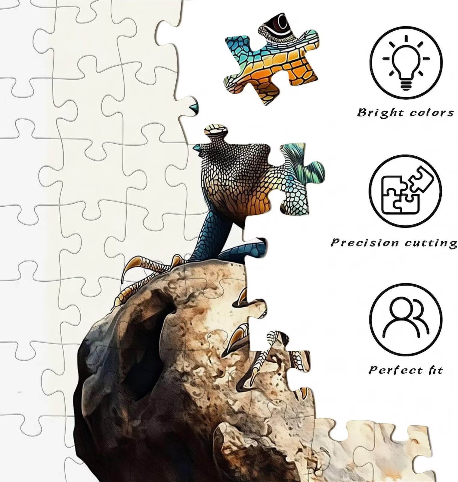Puzzle 1500 Teile, Holzpuzzle Erwachsene - Impossible Puzzle 87 x 57 cm niffliges Denkspiel & Denksport für Frauen & Männer, Familienspiel für Spieleabende, Geschenk für Frauen Tier Eidechse w0-175