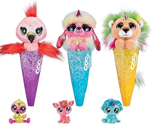 Miniatura 1 de COCO Surprise Fantasy (paquete de 3) por ZURU Juguetes de peluche con sorpresa coleccionable de bebé en cono, peluche para niñas y niños (el estilo