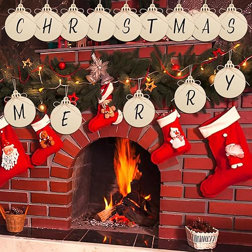 Miniatura 3 de Artmag 100 piezas de adornos colgantes de madera sin terminar de Navidad, discos de madera redondos en blanco para niños, manualidades, centros de