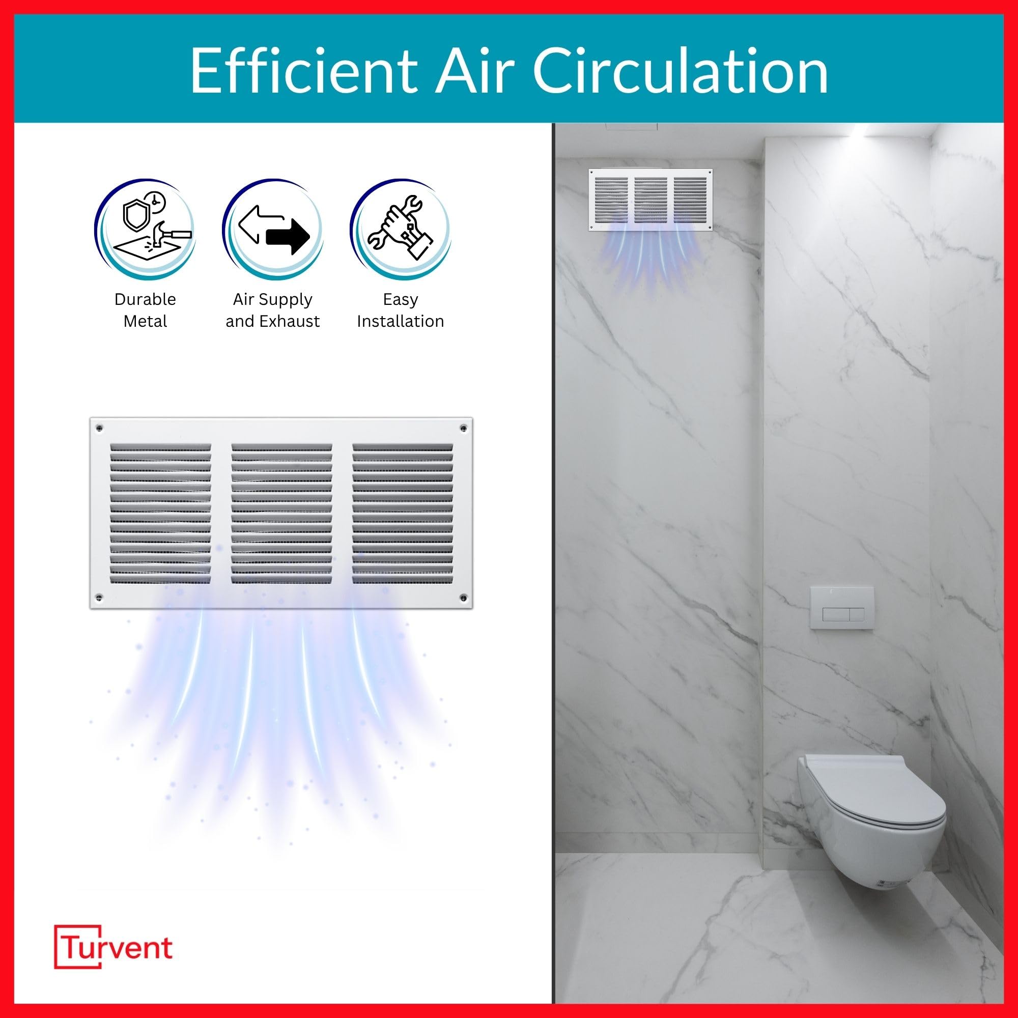 300x150mm Vent Cover, White 12x6 inch Air Grille for Wall and Ceiling, Metal Ventilation Grille with Mesh - Image 2