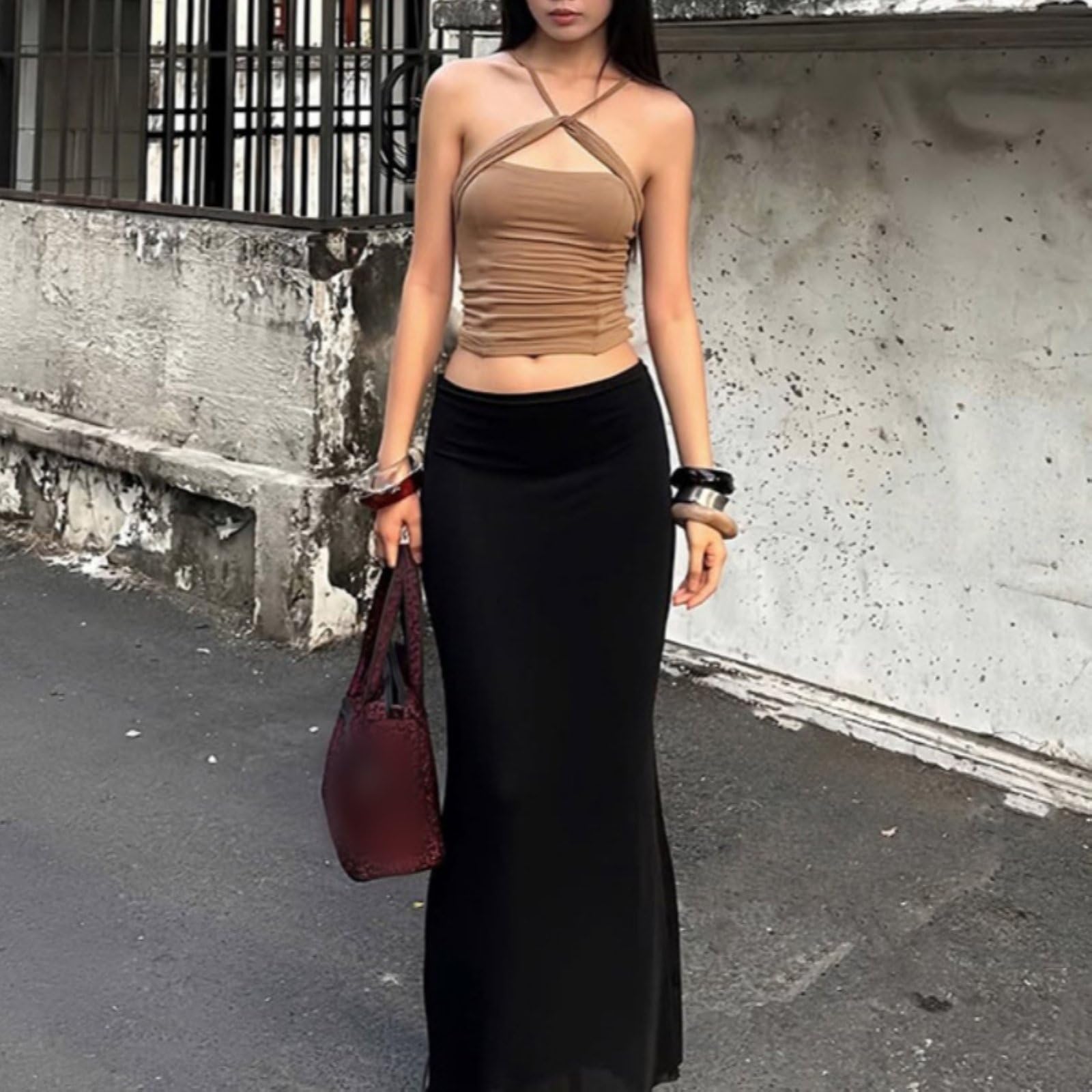 Top Estivo Senza Schiena Con Collarino Incrociato Per Donne Slim Fit Ideale Per Uscire