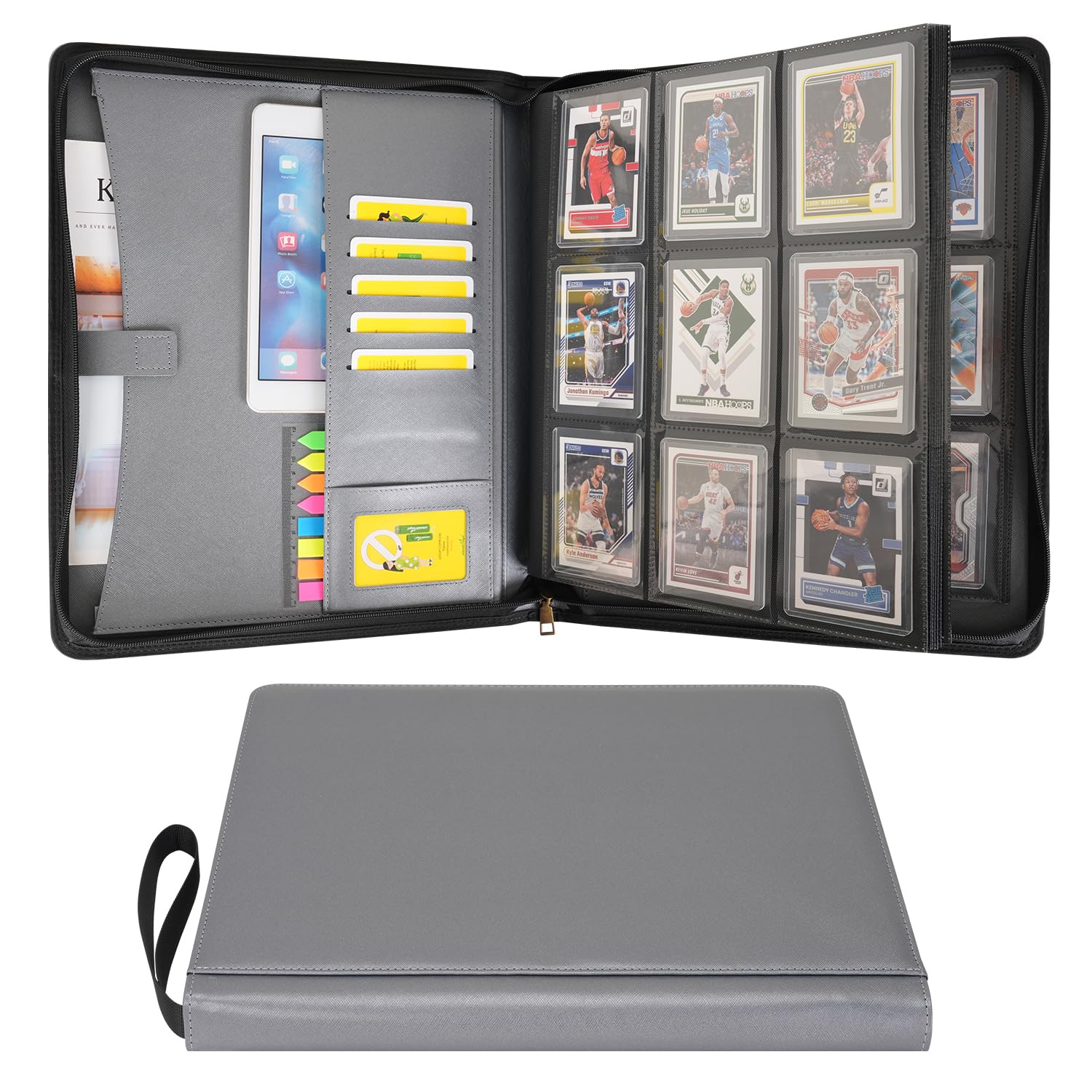 Wonderpool Toploader Binder Trading Card Album Storage 9 Pocket - 360 Side Loading Holds Toploaders with Extra Interior Pockets