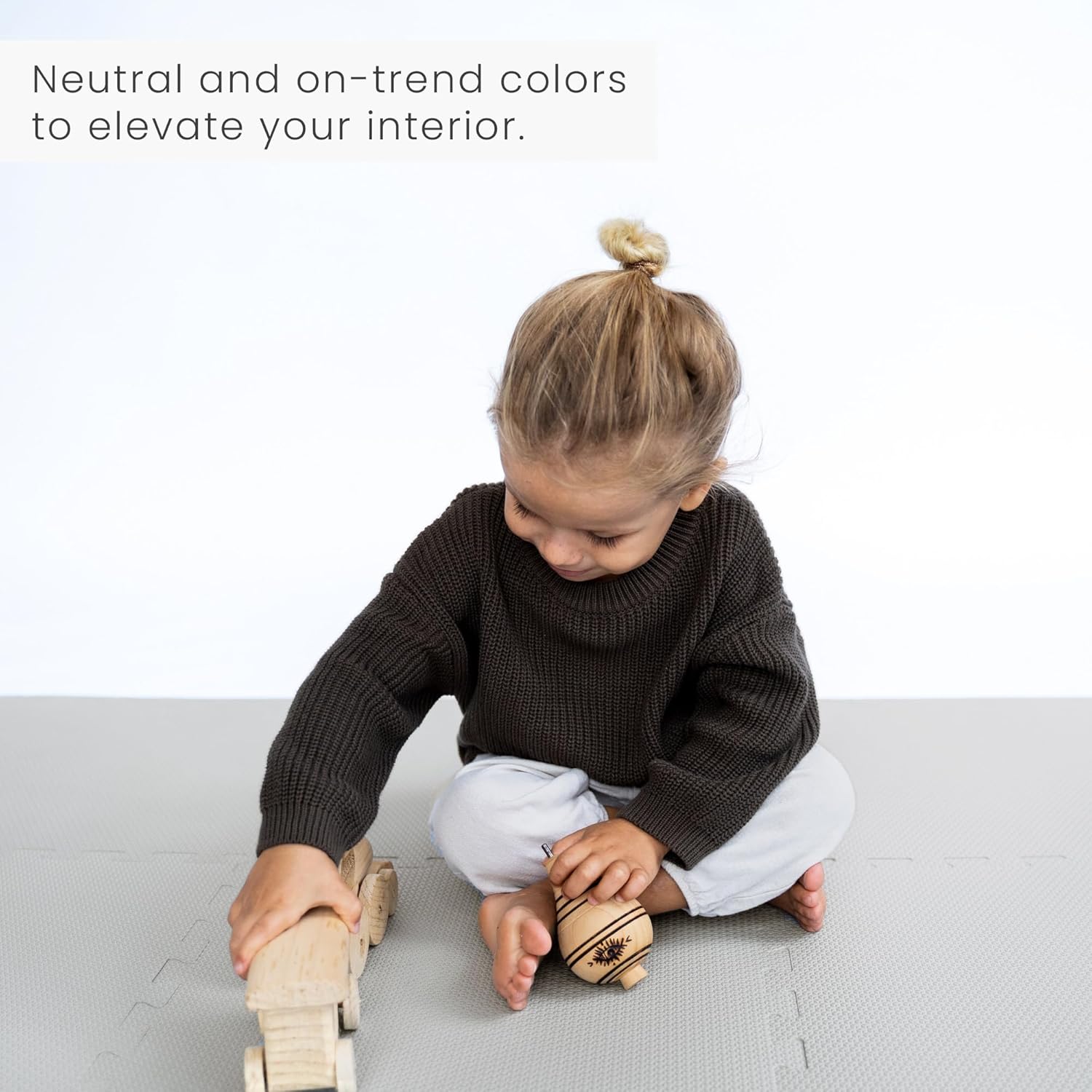 Toddlekind Stone Gray Non-Toxic Foam Play Mat 4.3 x 4.3 ft
