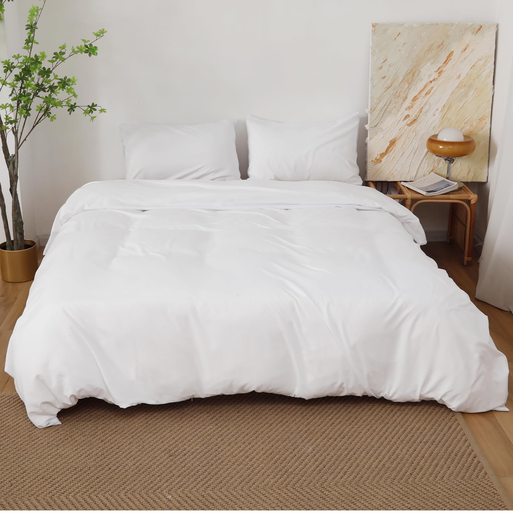 BOD HOME, Juego Funda Nórdica Cama 180 -Microfibra Funda Edredon 240x260 cm y 2 Fundas Almohada 50x70 cm (Blanca) Suave y Transpirable