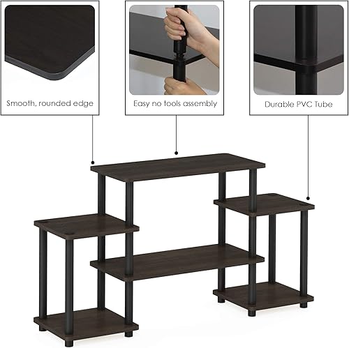 Miniatura 5 de Furinno Turn-N-Tube No Tools Entertainment TV Stands, Dark Brown/Black Marrón oscuro/Negro,haya/blanco,Negro/Gris,Marrón oscuro,Roble