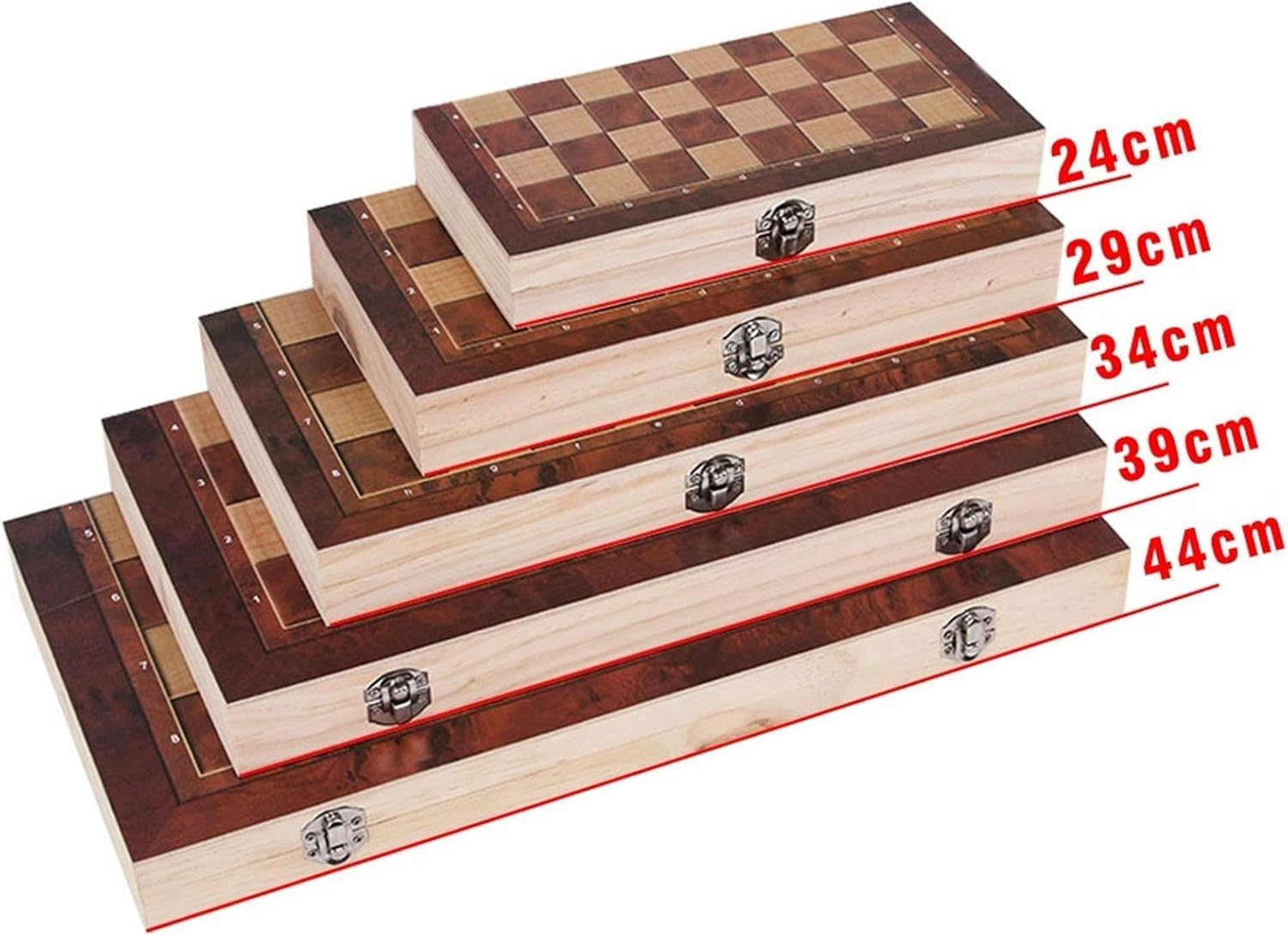 Wooden 3 in 1 Backgammon Checkers Chess Set with Foldable Chessboard Travel Chess Wooden Chessman Portable Board Game Set (44x44cm)