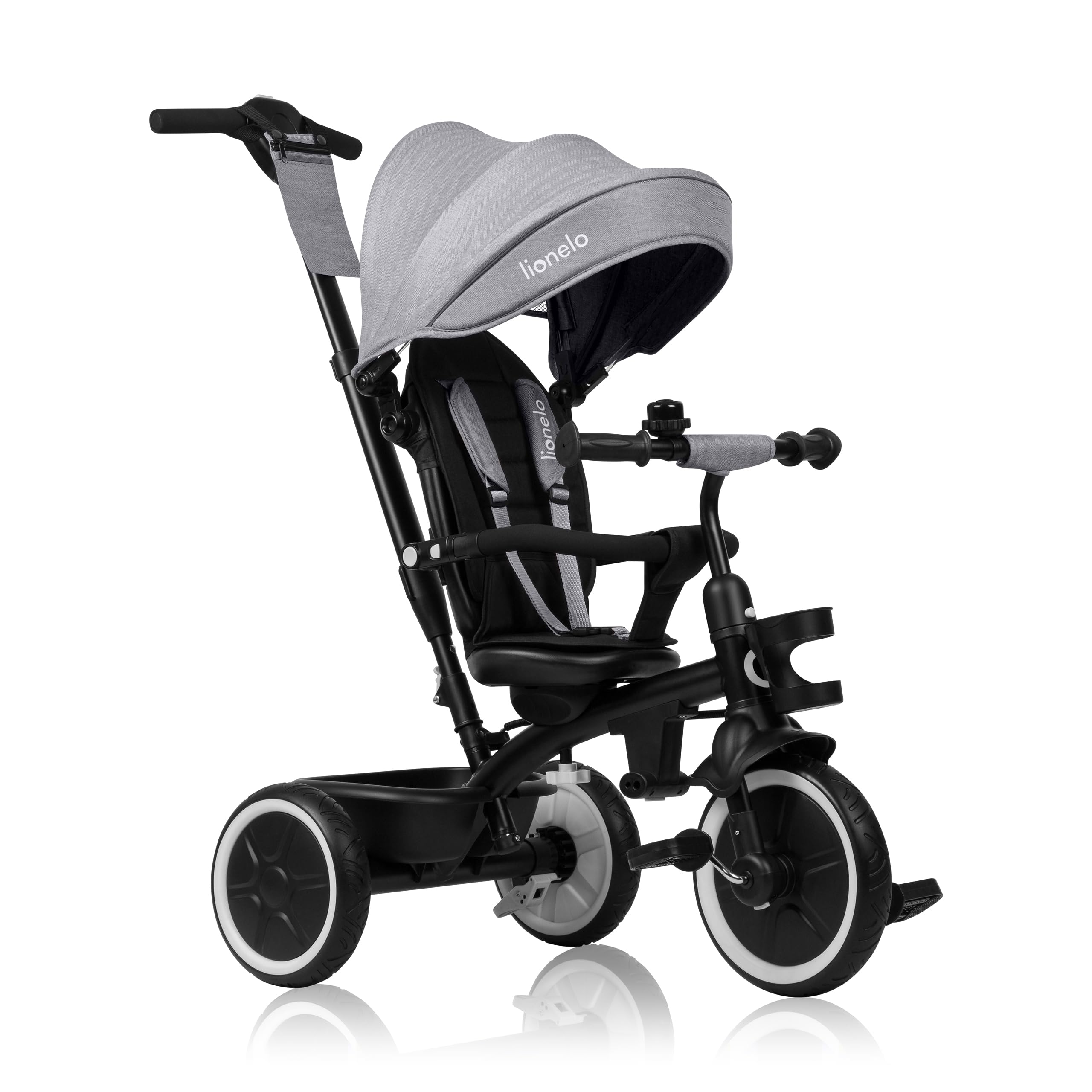 LIONELO Berry Multifunktionales Dreirad und Kinderwagen von 9 Monaten bis 5 Jahren bis zu 25 kg Große PU-Räder, Dreirad-Drehsitz 360° Montage ohne Werkzeug