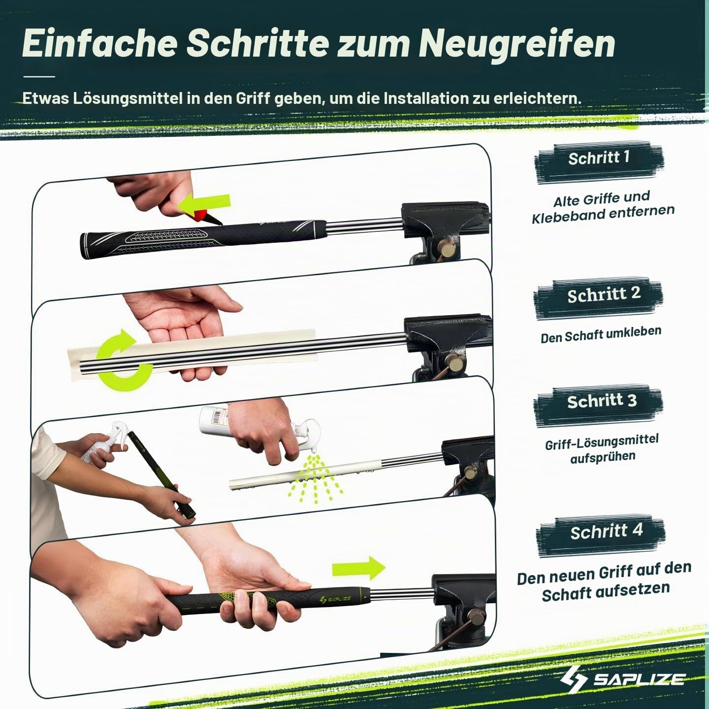 SAPLIZE Golfgriffe 13er-Set mit komplettem Regripping-Kit, Standard / Mittelklasse/übergroß, Weiß / Grün / Rot / Blau, Golfschlägergriff