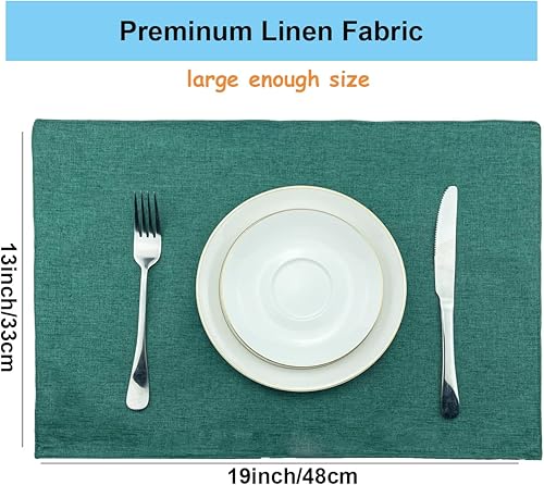 Miniatura 3 de Weabetfu Juego de 4 manteles individuales de tela resistentes al calor, manteles individuales de algodón y lino, lavables a máquina, manteles