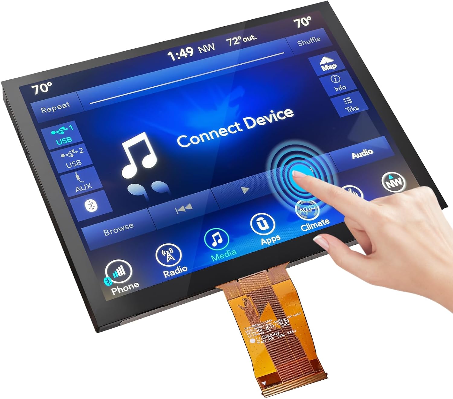 Gel-Free 8.4'' UConnect 4C UAQ Screen Replacement with LCD and Digitizer,Compatible with Dodge Ram Chrysler Jeep 2017-2022 Replace #LA084X01(SL)(02)(01)