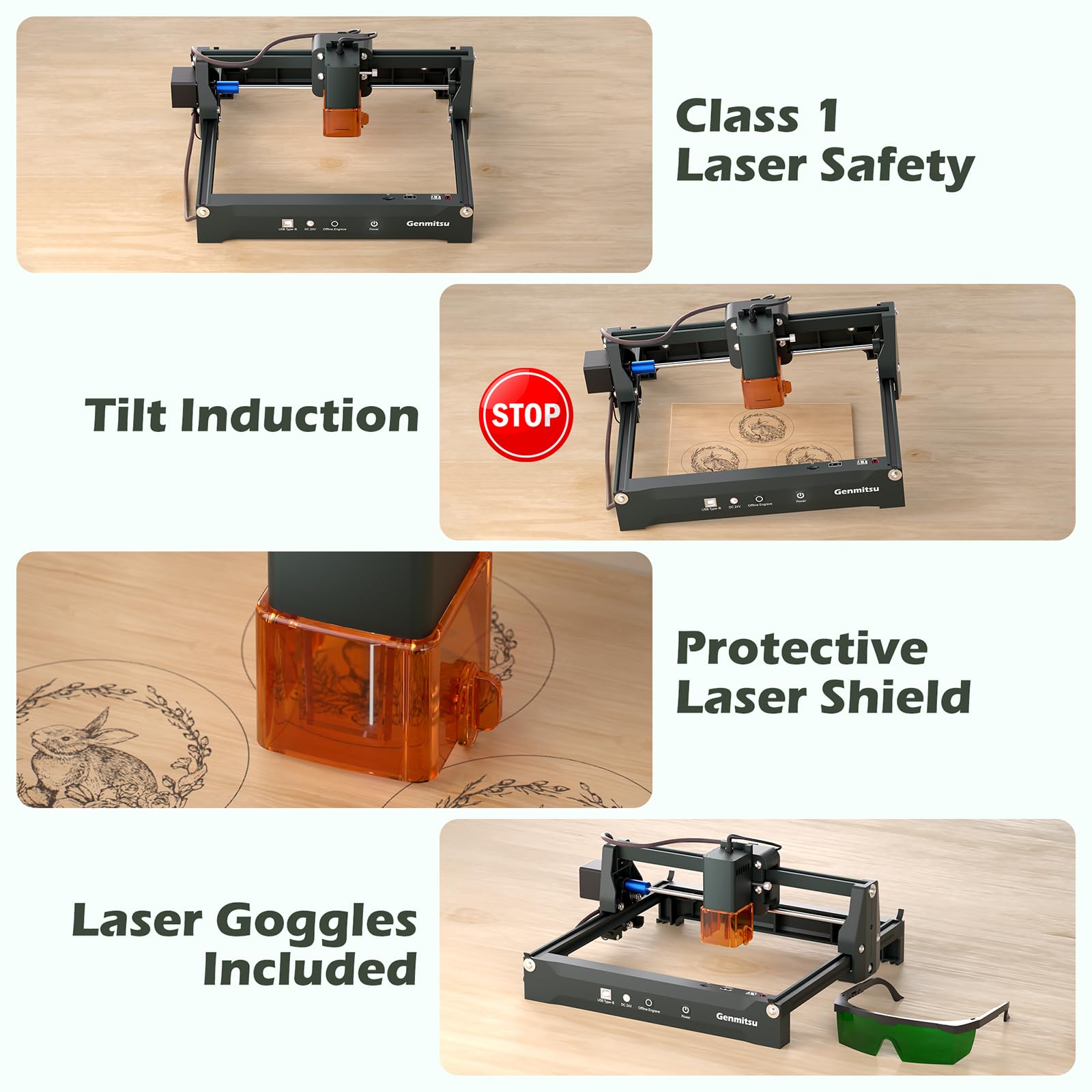 Genmitsu Lasergraviermaschine Kortek 10 W+ 1064 nm Infrarot-Lasermodul, mit 0,01 mm Gravurgenauigkeit, für Metall, Acryl, Hartplastik, DIY-Projekte, Klasse 1