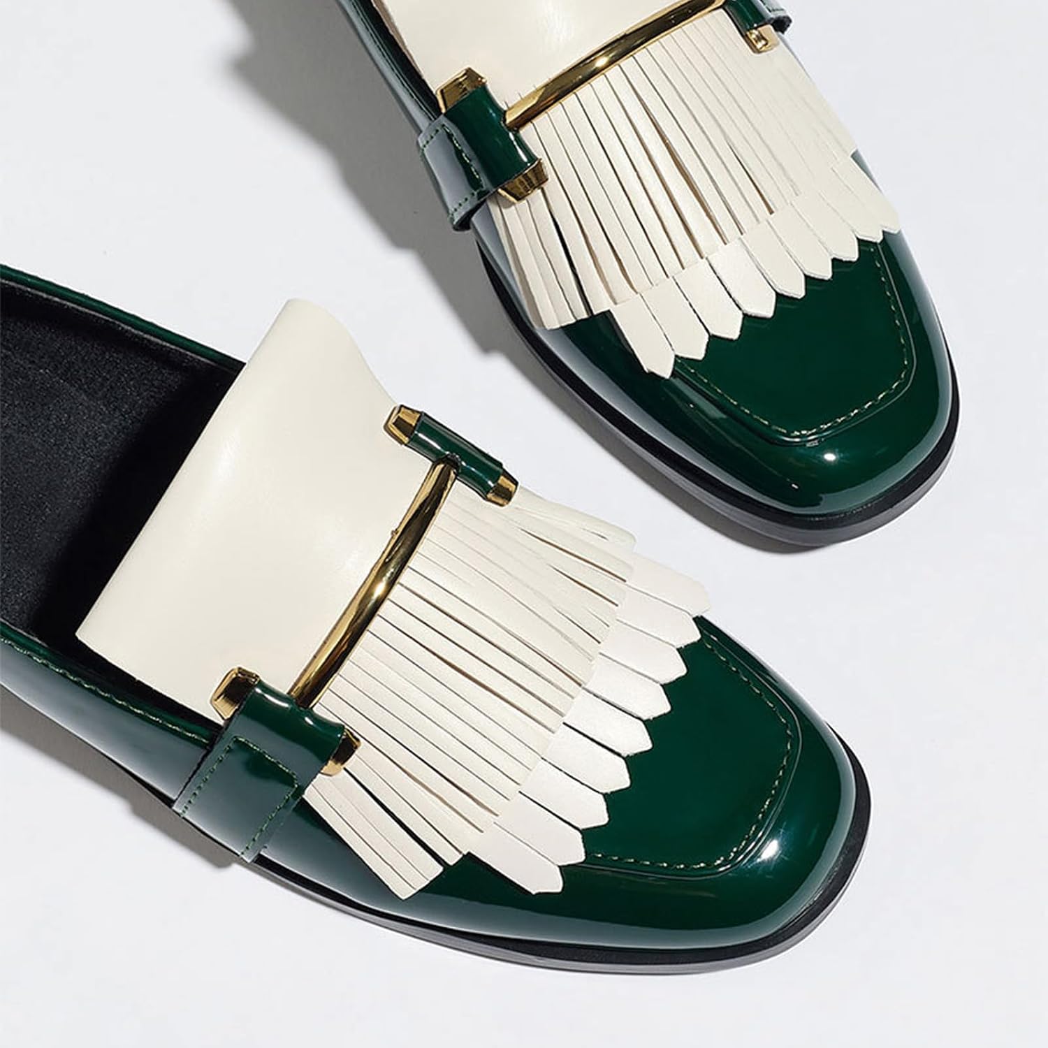 Tassel Loafers for Women Fashion Patent Leather Slip On Low Heel Dress Shoes Comfortable Business Work Shoes