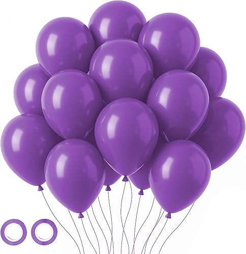 105 globos morados de látex de 12 pulgadas para cumpleaños, baby shower, Halloween, boda, día de San Valentín, fiesta de despedida de soltera
