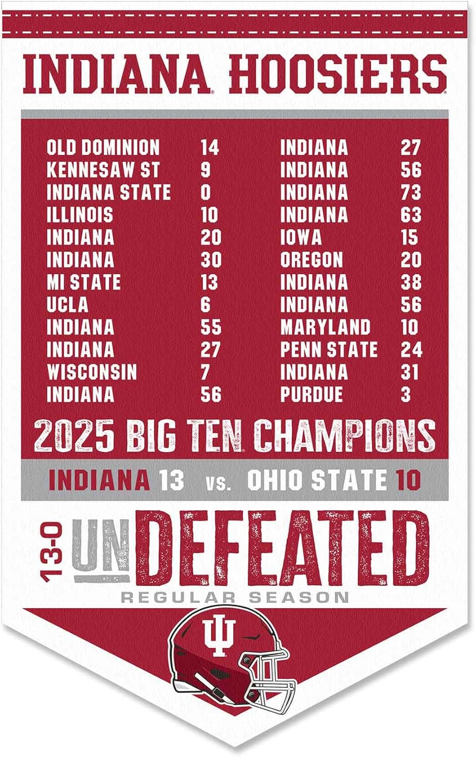 Indiana Hoosiers 2025 Undefeated Champions Banner