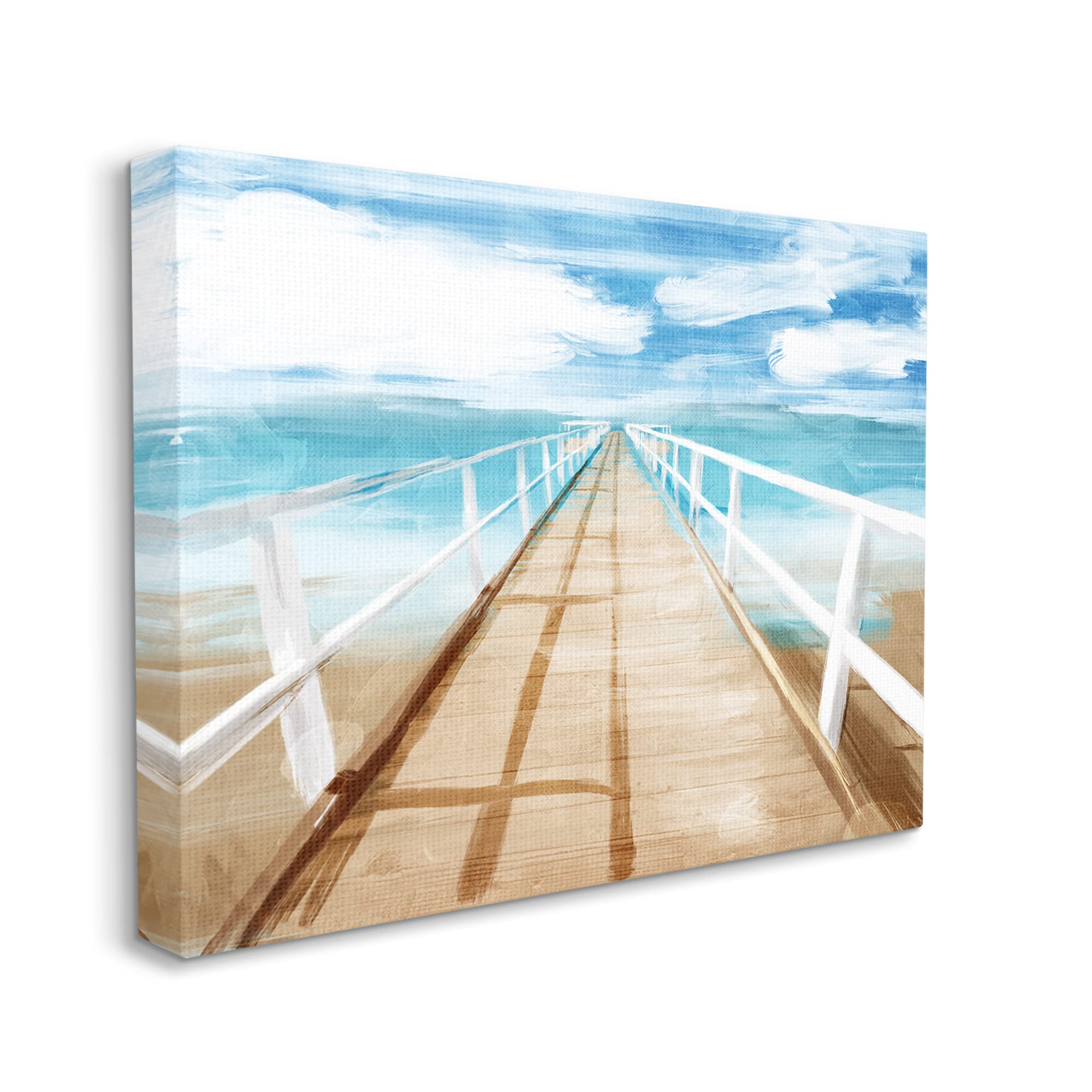 Stupell Industries Docks Out to Ocean Horizon Contemporary Beach Scene, Designed by Milli Villa Canvas Wall Art, 16 x 20, Blue