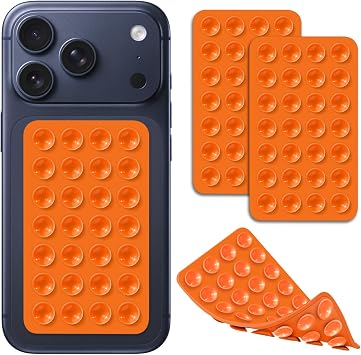 2 Pack Silicone Octo Cup Buddy Sticky Grip Holder for Cellphone, Double Sided Suction Phone Case Mount Phone Accessories Strong Grip Holder for Selfie and Video - Cosmic Orange