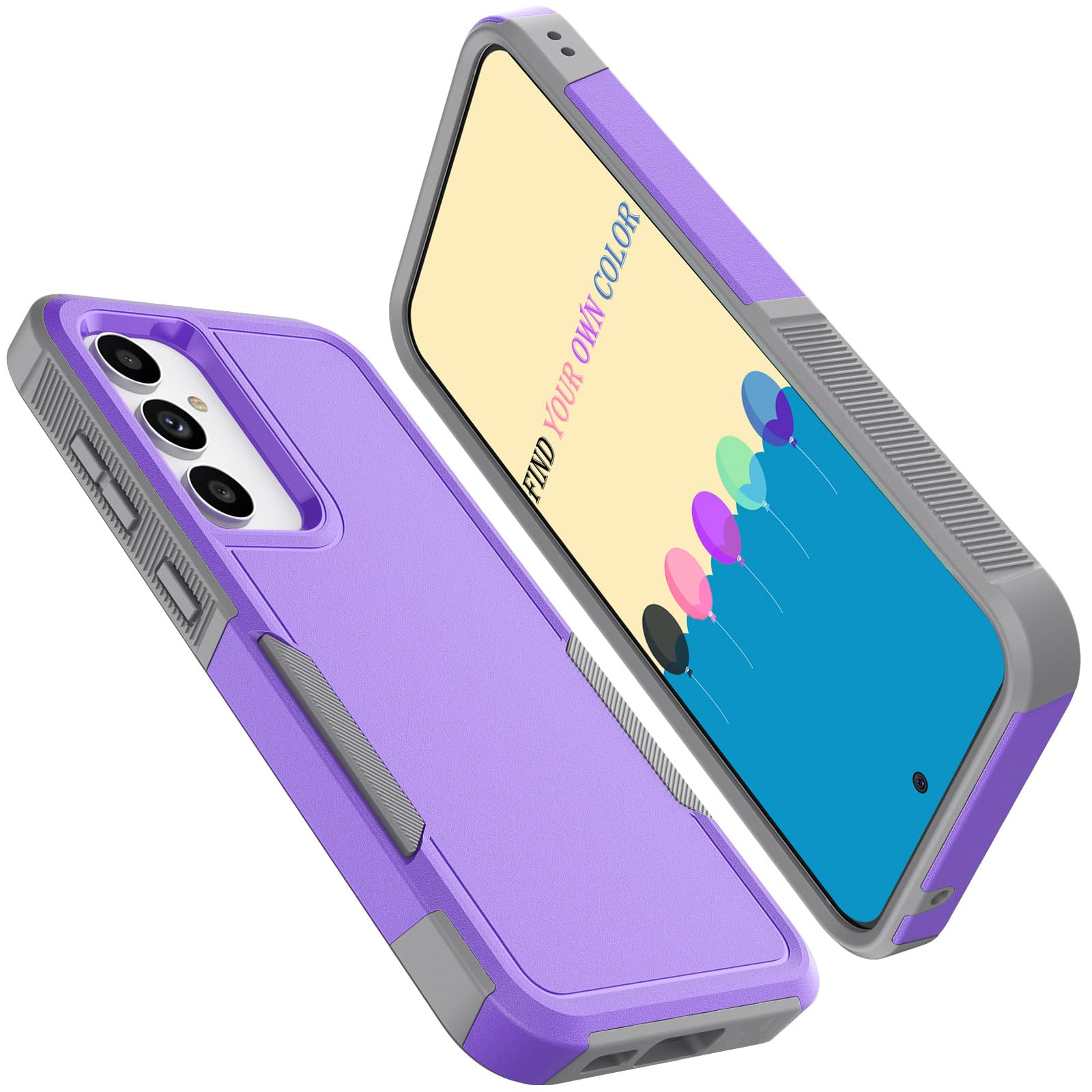 Tekcoo Case for Samsung Galaxy S23 FE | S23 Fan Edition 5G | SM-S711 [Military Grade Drop Tested] Shock Absorbing Scratch Resistant Grip Cute Hard Non Slip Bumper Phone Protective Cover [Purle]