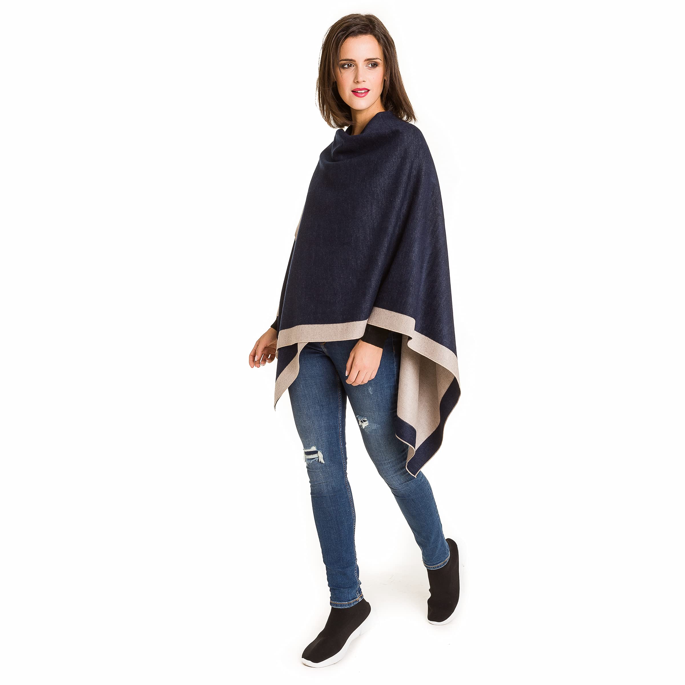 MELIFLUOS DESIGNED IN SPAIN Châle Wrap Poncho Ruana Cape Cardigan Chandail Ouvert devant pour l'Automne Hiver