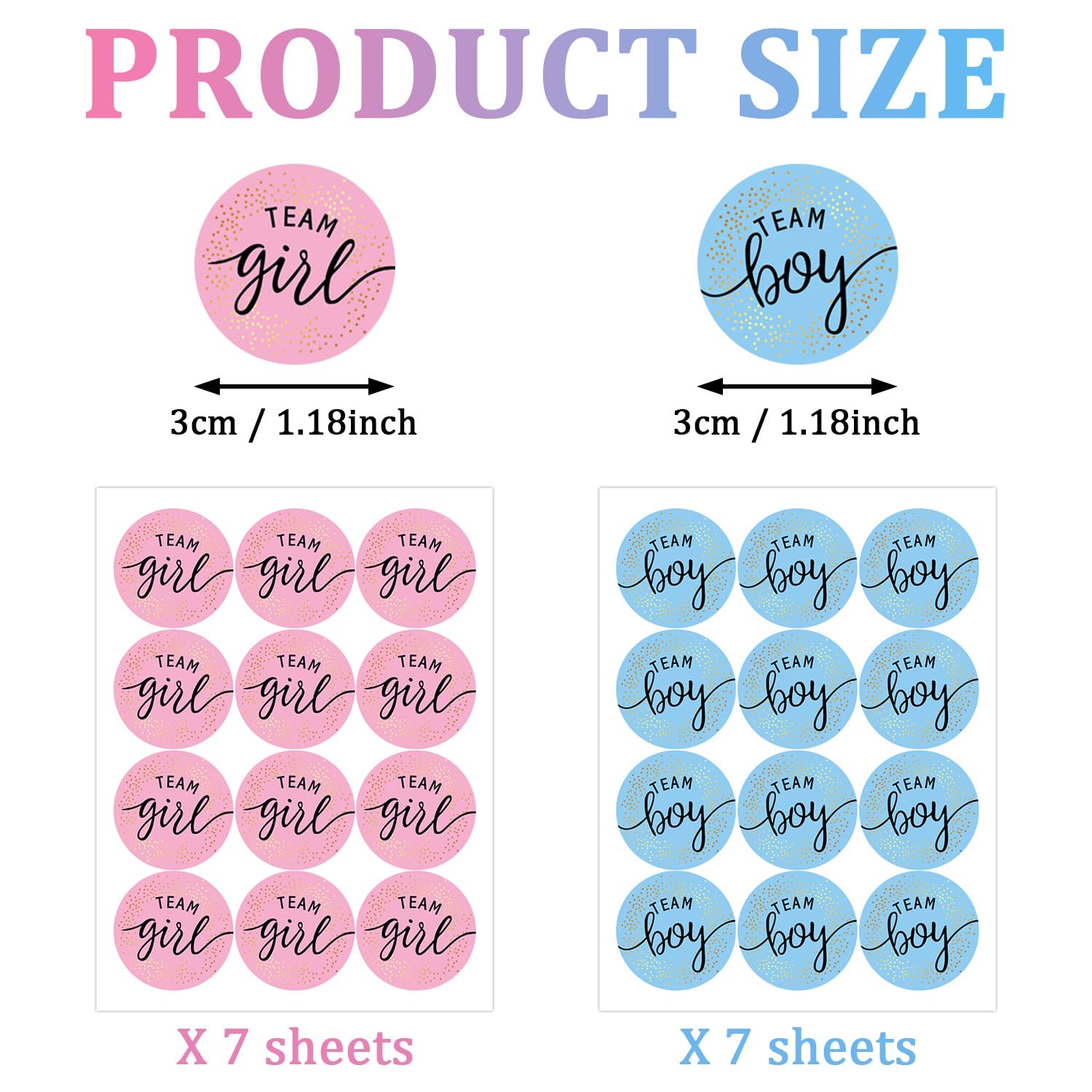 80 Adesivi + Poster Gender Reveal Party - Decorazioni Baby Shower Team Boy/Team Girl - Foto 8