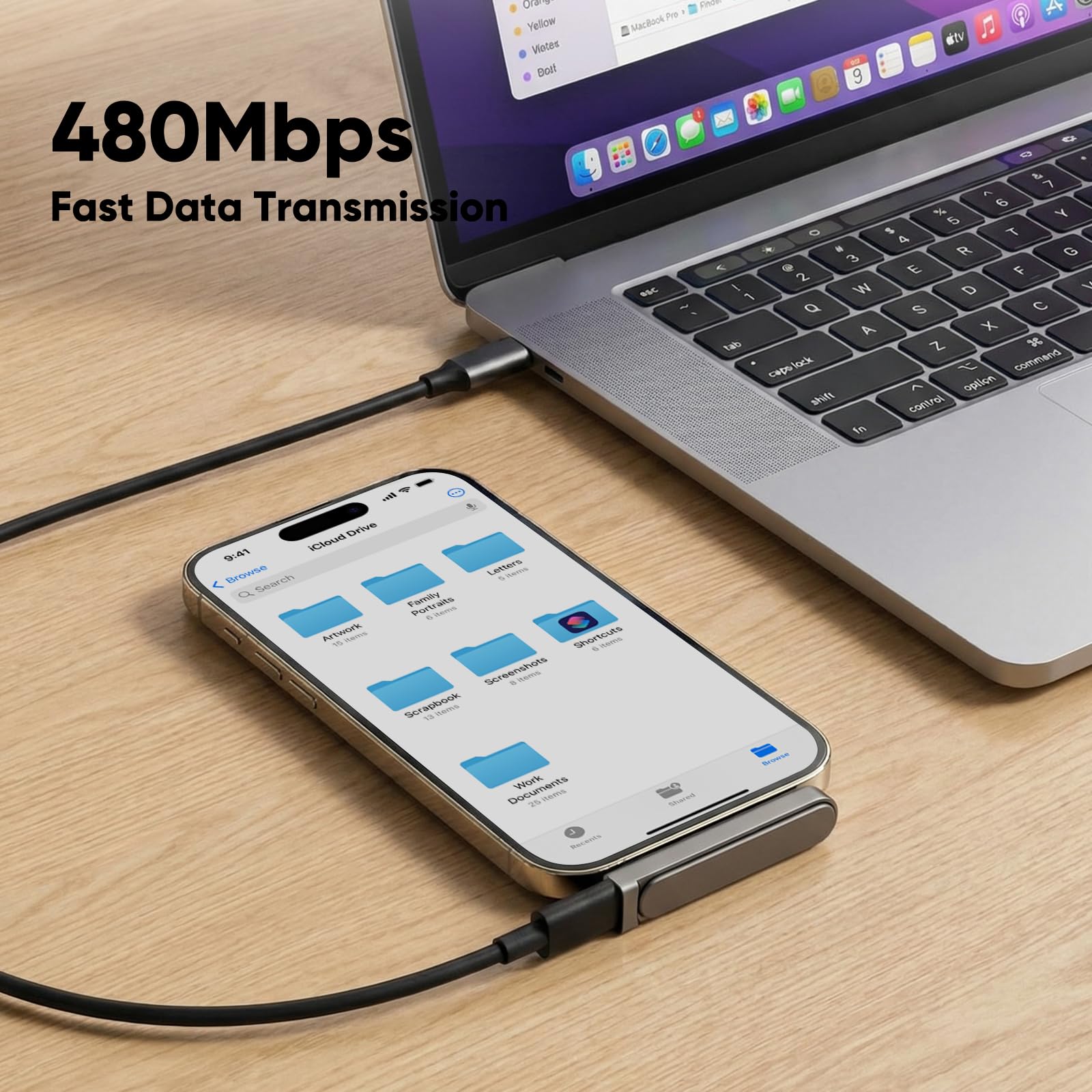 Adapter szybkiego ładowania typu C 240 W, składany stojak na telefon, kąt prosty 360°, bez blokowania, szybka synchronizacja danych, wielofunkcyjny, wysokiej jakości stop aluminium, odpowiedni