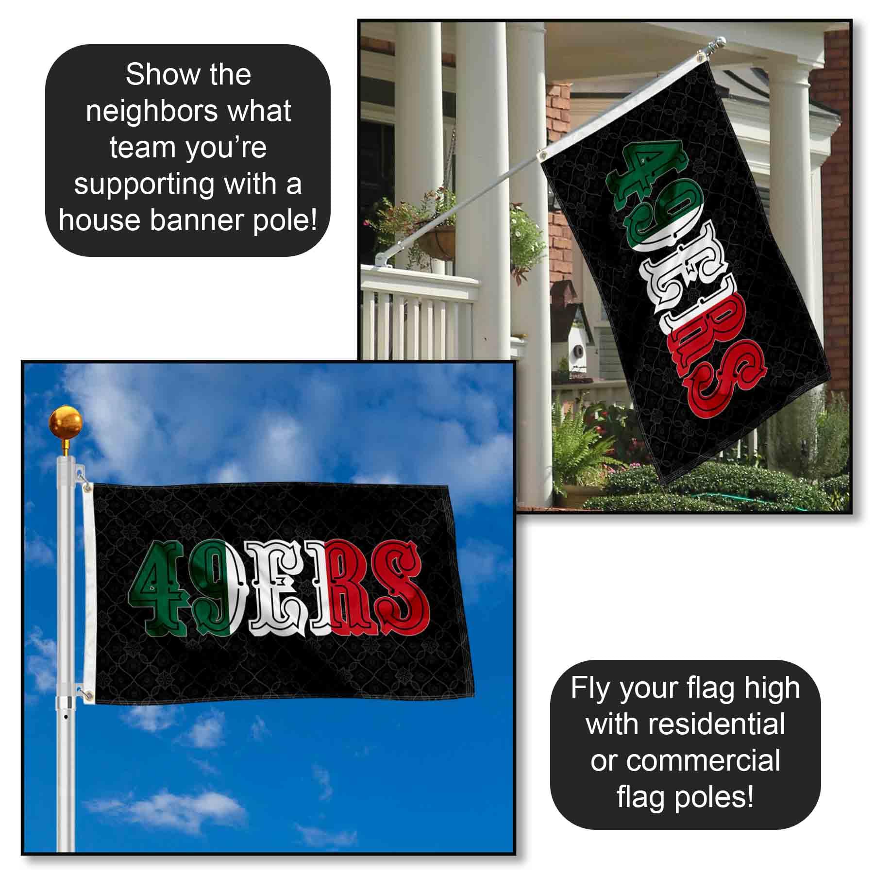 Flagge San Francisco 49ers Mexiko, mexikanische Farben, für drinnen und draußen, 90 x 150 cm