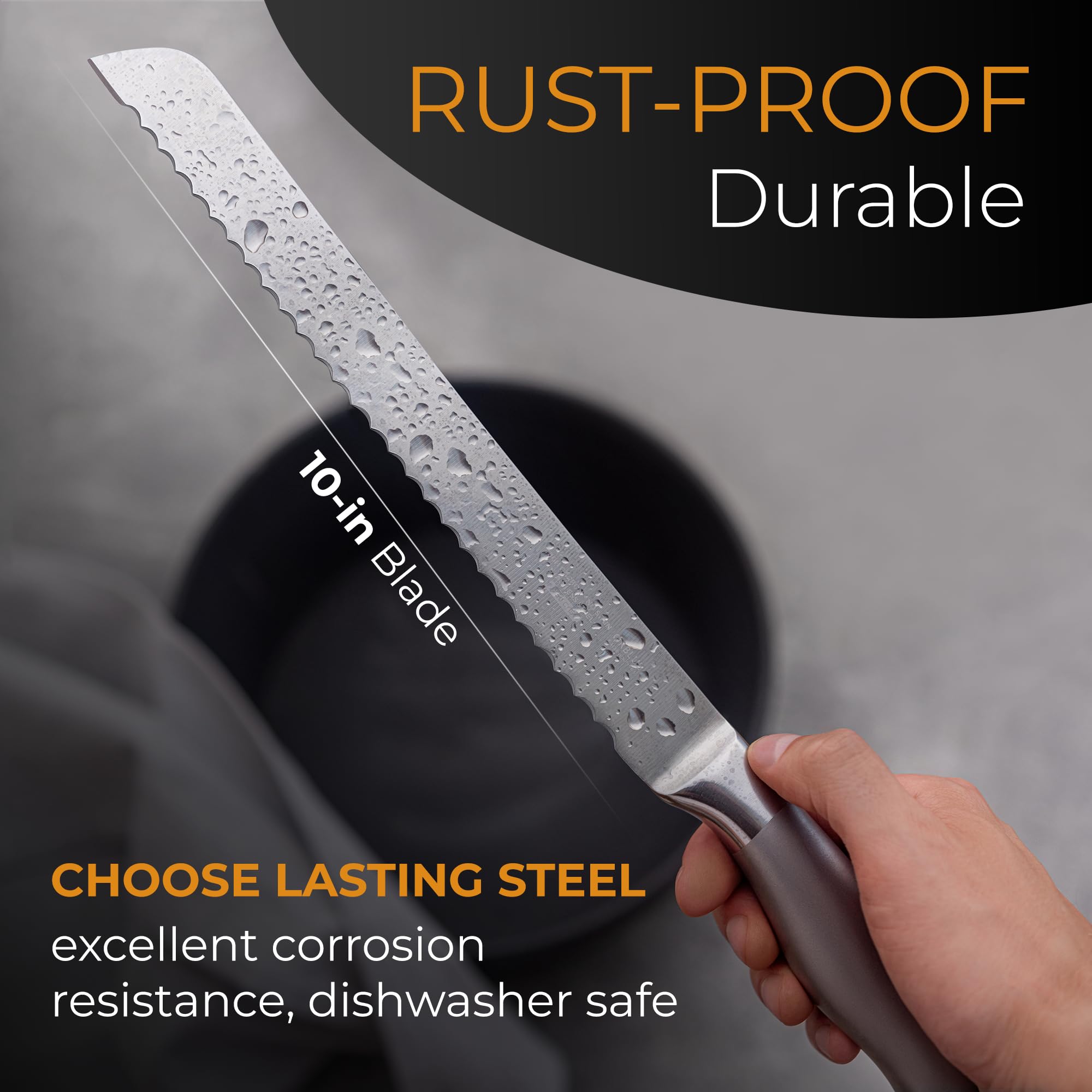 Orblue Serrated Bread Knife - Razor Sharp Slicing -2
