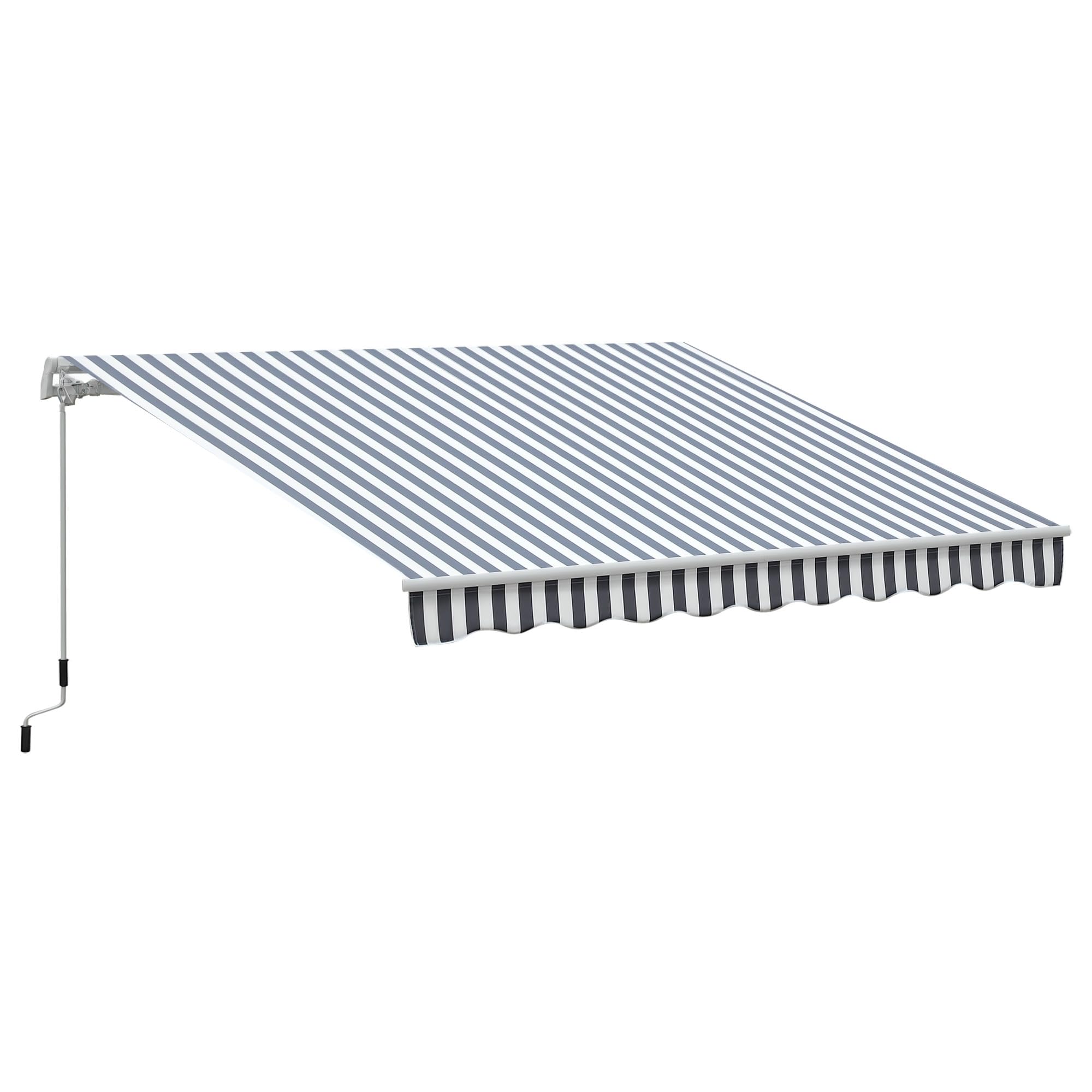 Outsunny Gelenkarmmarkise Handkurbel Sonnenschutz – 2,95 x 2,45 m, Aluminium Grau/Weiß