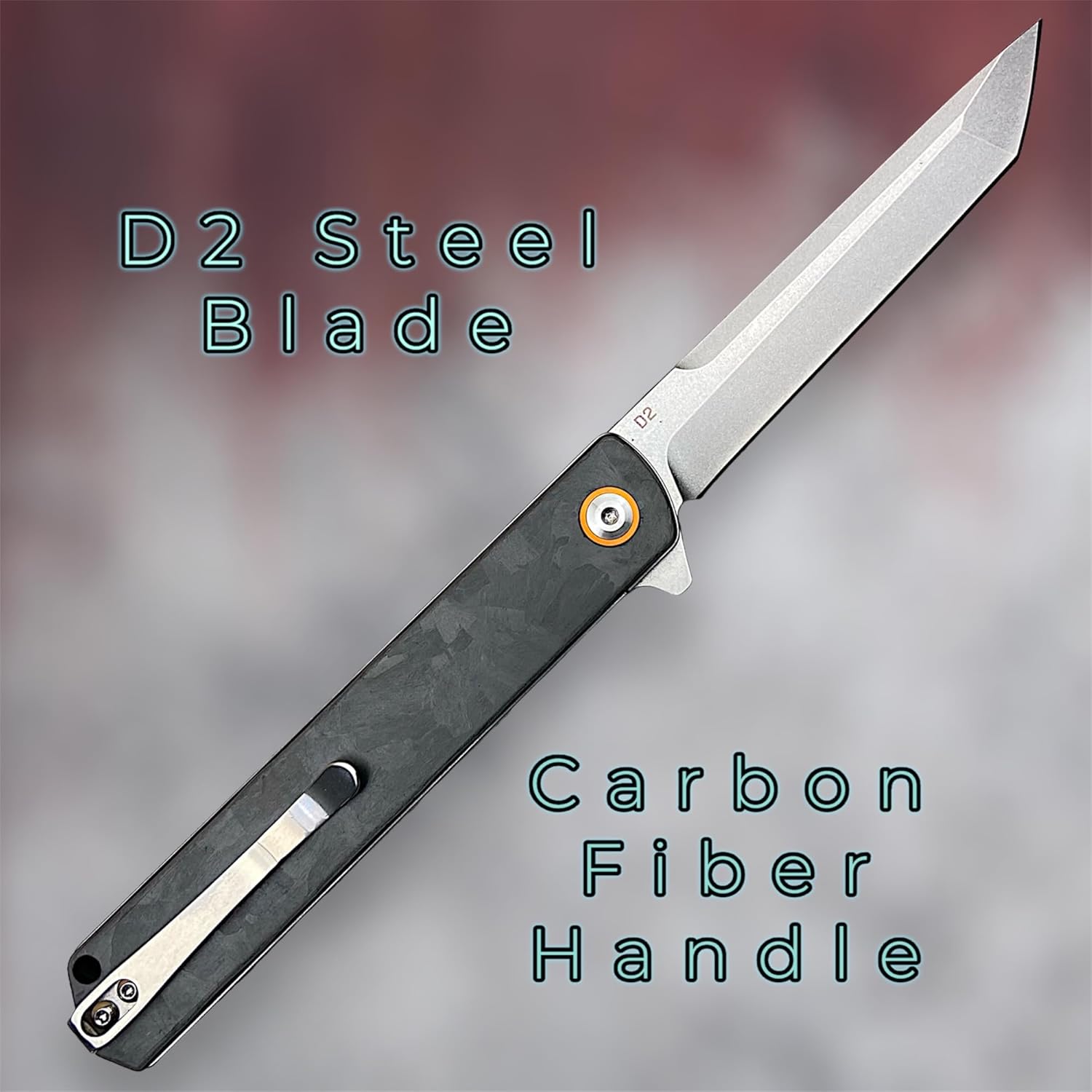 TACTICAL GEARZ EDC Pocket Folding Knife, Carbon Fiber Handle, D2 Steel Blade, Includes Sheath (Virgo CX Beast Bundle)