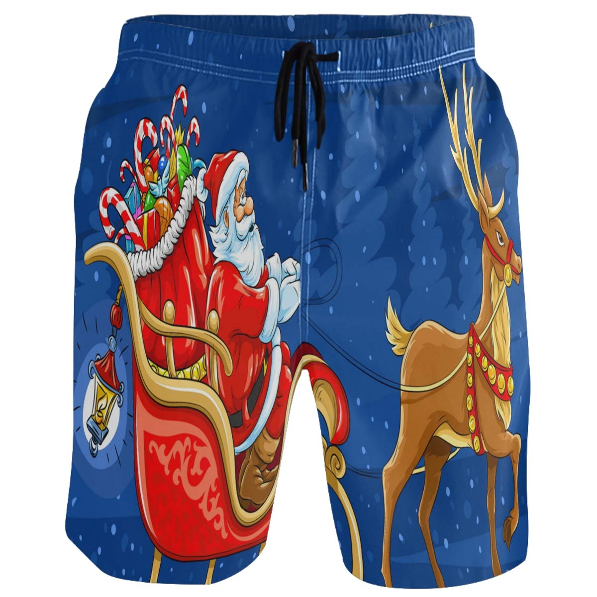 visesunny Men Swim Trunks Swimming Beach Surfing Board Shorts Swimwear Quick Dry Mesh Lining Bathing Suits with Pockets, Santa Claus, Large