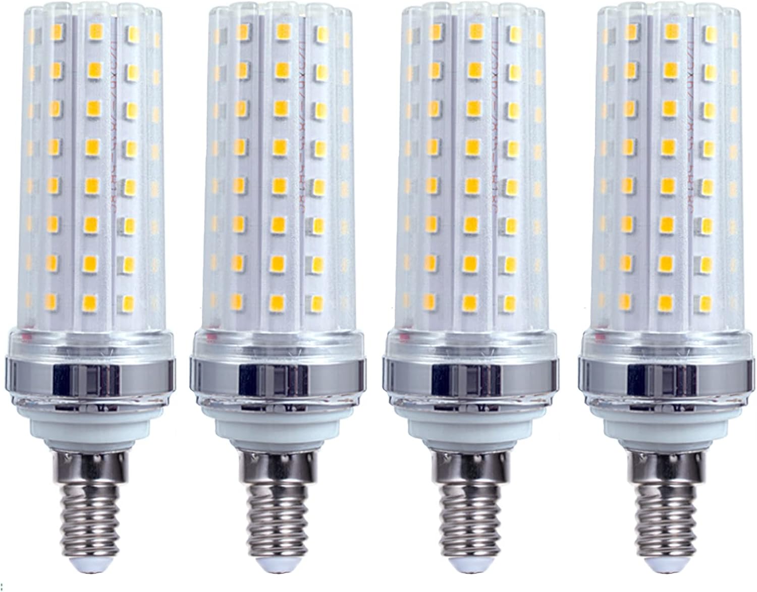 20W E12 Candelabra LED Bulbs, 200W Equivalent, E12 Base, 1500LM 3000K Warm White, Non-Dimmable, 360° Beam Angle - 4 Pack
