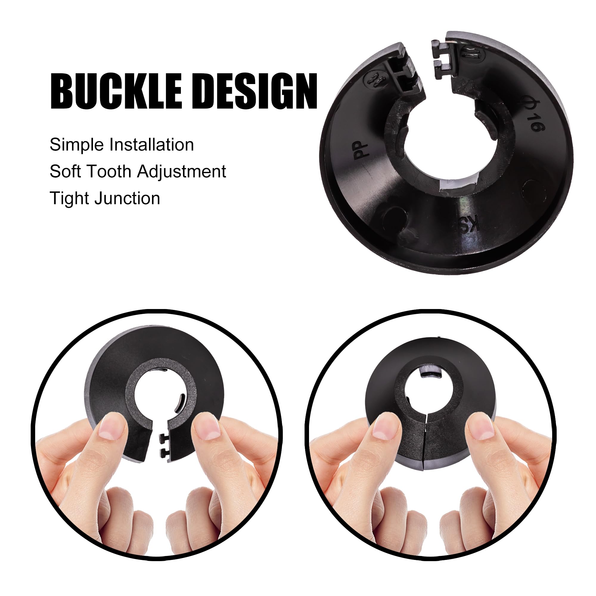 4 cubiertas de tubería para tubería de agua de 1/2 pulgada de diámetro exterior de 16 mm (5/8 pulgadas) para decoración de tubos de pared (4, negro)