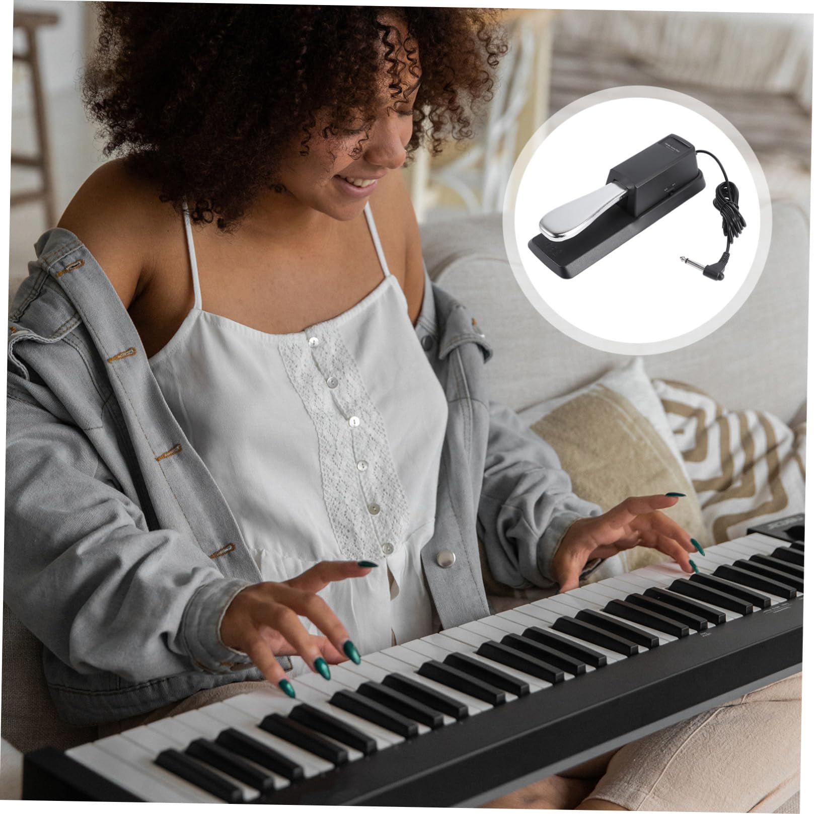 Pedale Sustain per Tastiera Cherub 005 Nero a Polarità Commutabile | Plastica Rigida e Metallo Cromato, Compatibile Tutte le Tastiere Elettriche, Accessori per Pianoforte