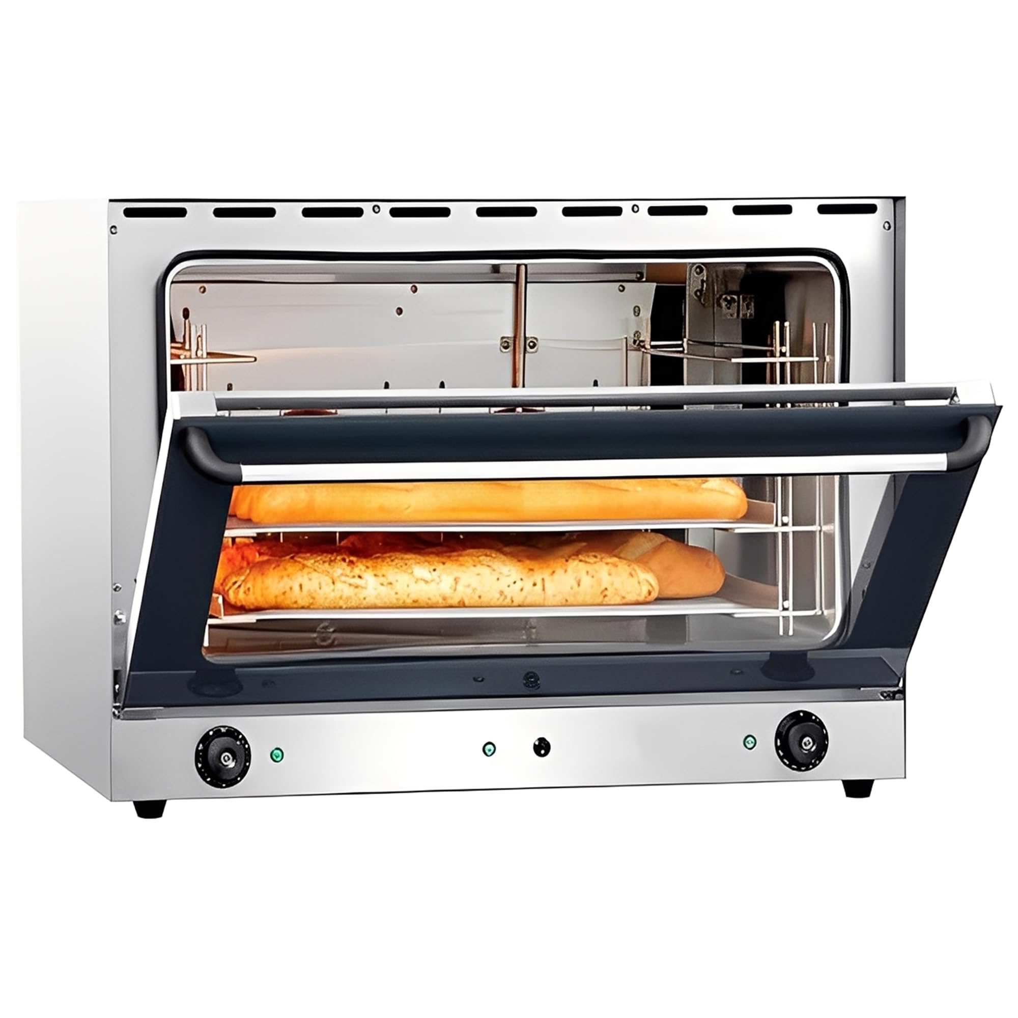 MBH - Forno elettrico industriale a convezione 60x40 per la ristorazione e la panificazione. Forno professionale per pane con 4 teglie da 60x40 cm per prodotti da forno e pasticceria.