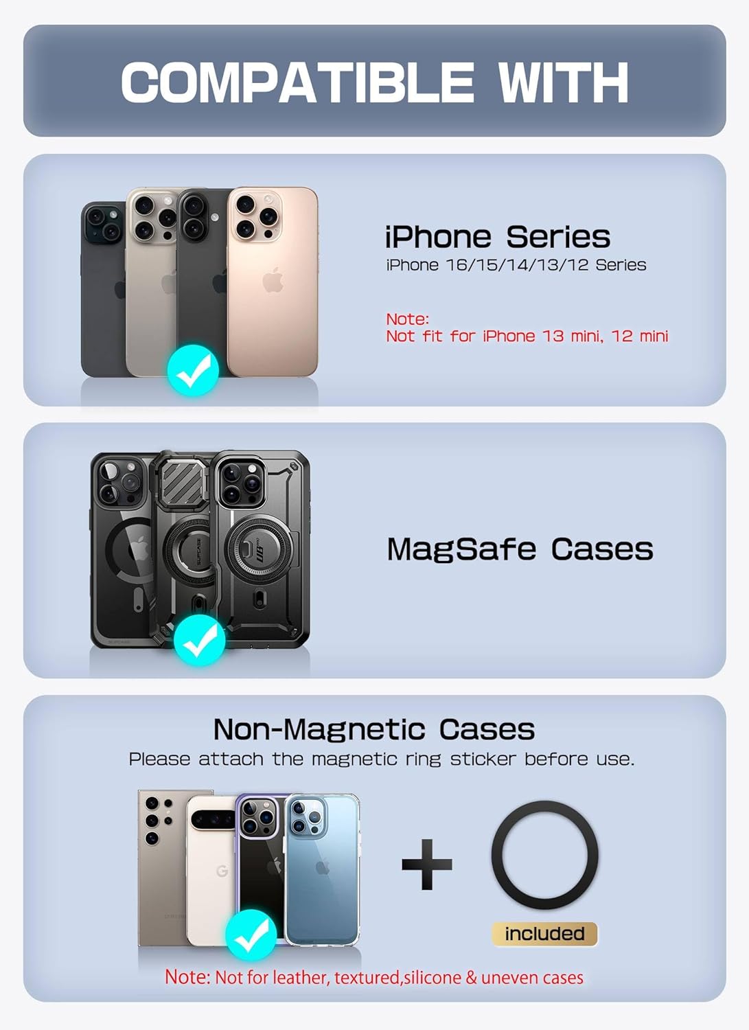 SUPCASE for MagSafe Wallet with Stand, Magnetic Wallet for Men Women, [Hold 6 Cards] [RFID Blocking] [Strong Magnetic Lock] Phone Stand Card Holder for iPhone 17/16/15/14/13/12 Series, Midnight Blue - Image 2