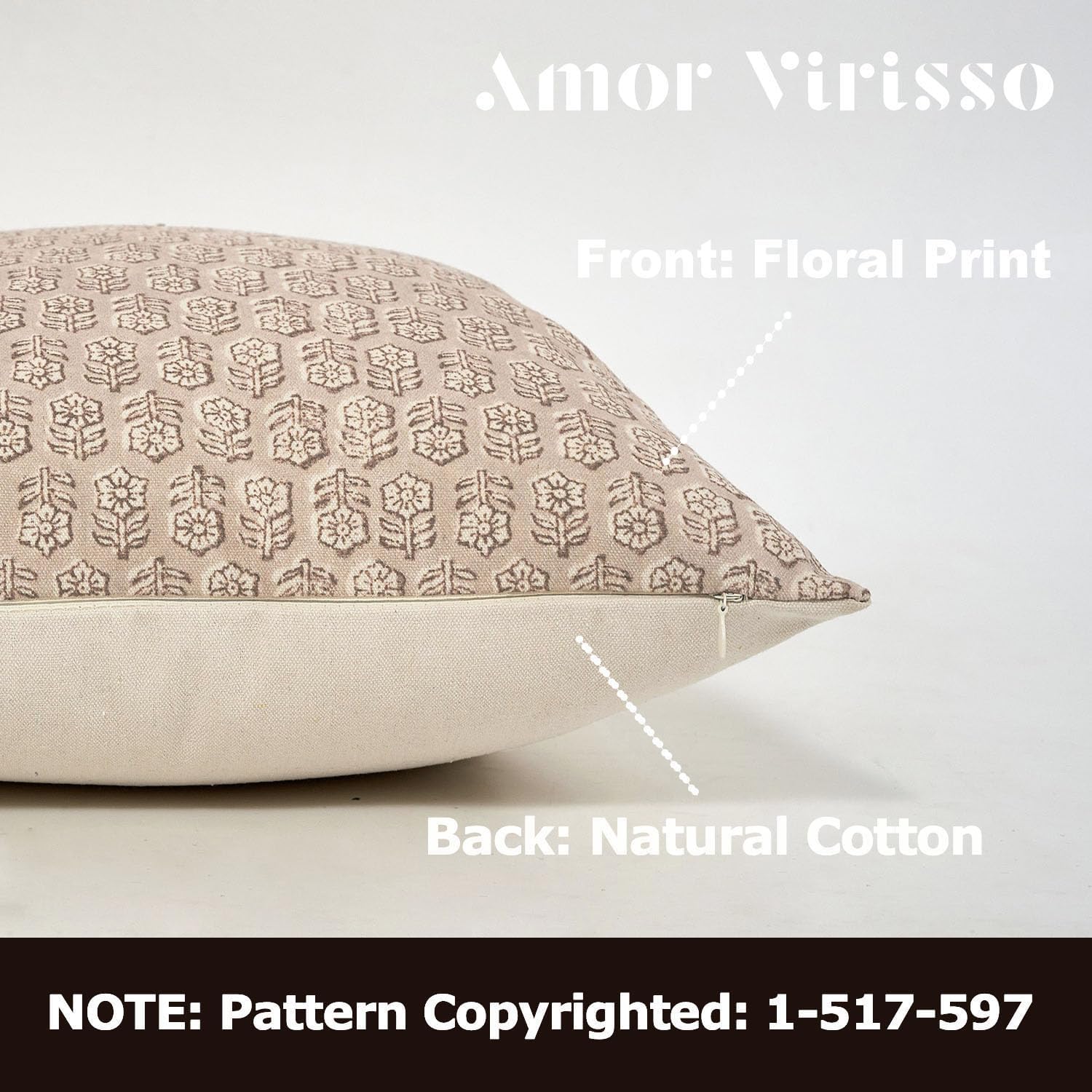 Amor Virisso Floral Pillow Covers 24x24 Couch Pillows for Living Room Decorative Throw Pillow Covers Accent Farmhouse Neutral Pillow Covers 1PC, Cloud Cream