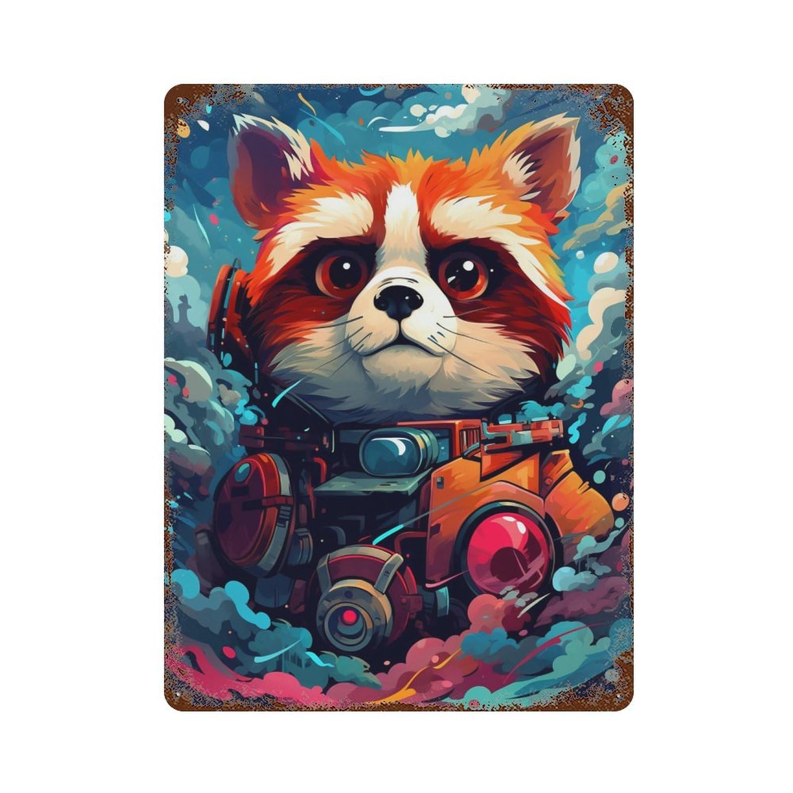 Red Panda Adventure Decorative Tin Sign 15.7"x11.8", Retro Wall Decor for Garage, Pub Or Kitchen