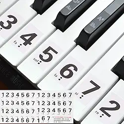 Generic Adesivos de teclado de piano para 54 teclas, adesivo de chave de números, guia de notas de piano removível para iniciantes que aprendem, branco