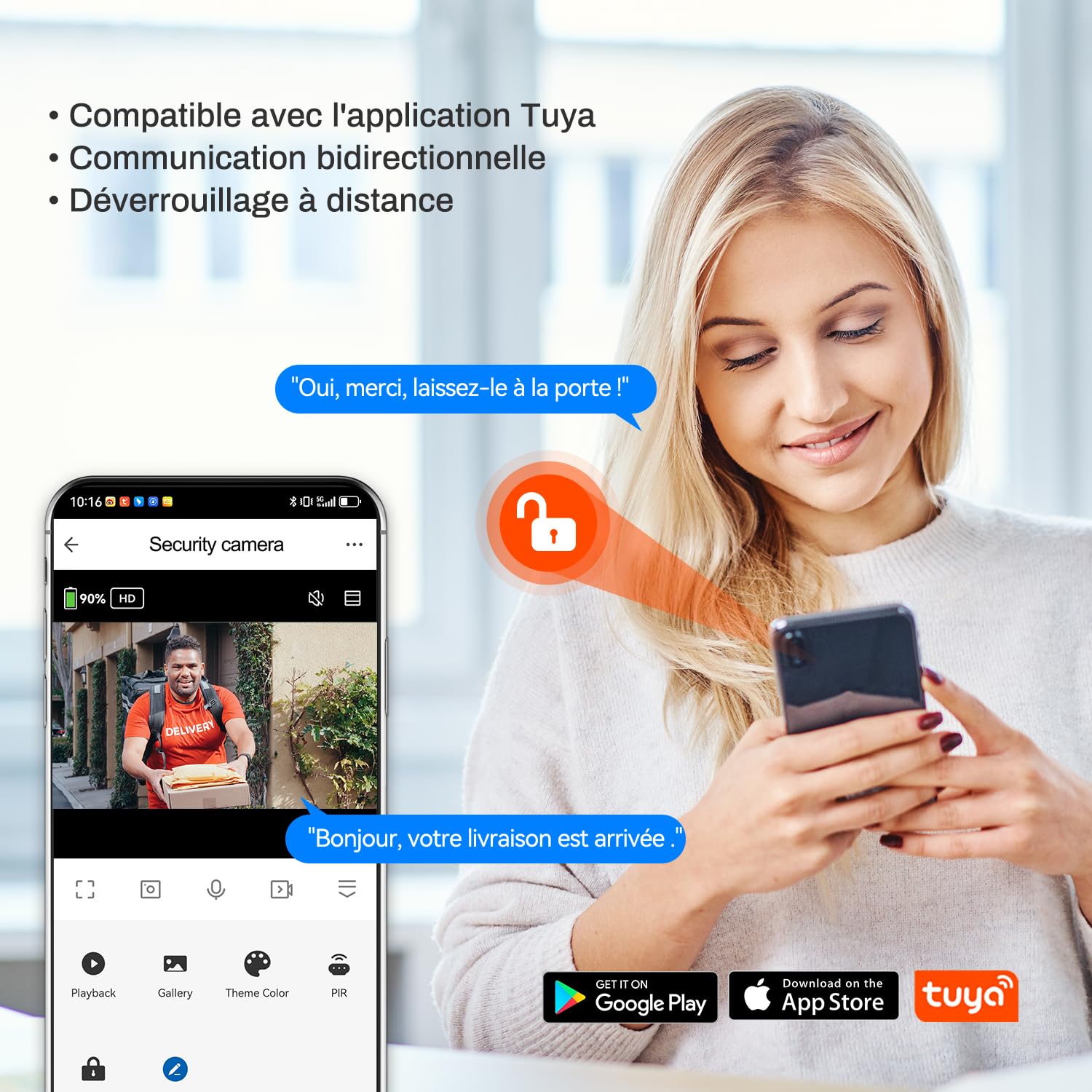 8 Pouces WiFi 1080P Interphone Vidéo sans Fil Visiophone Portier,Tuya APP,Écran Tactile,Ultra-Mince, Détection de Mouvement,Champs de Vision 160°, IP65,Stockage Vidéo Gratuit,Sonnette vidéo