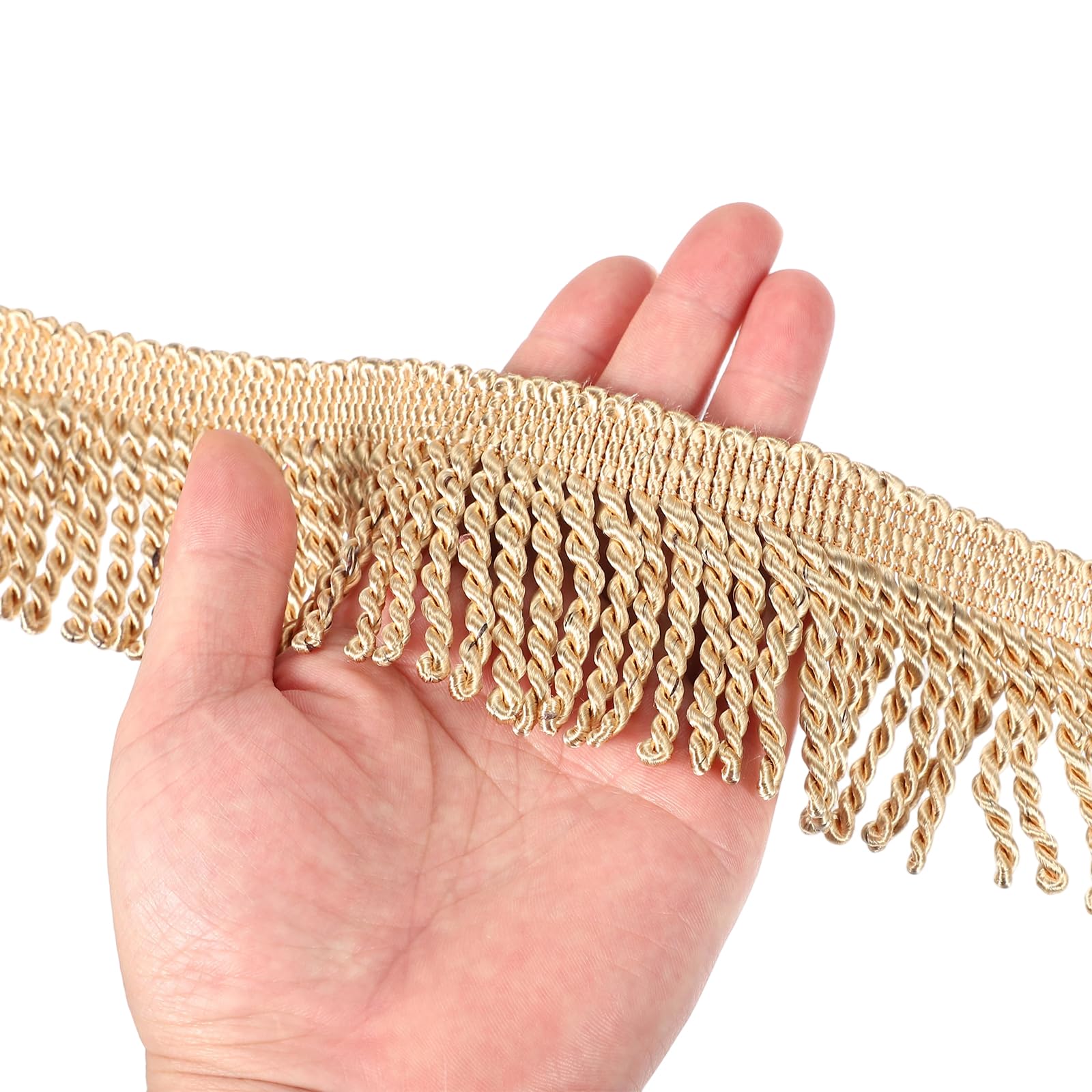 PATIKIL Dark Yellow Fringe Trim, 5 Yards x 65mm Fringe Trim Curtain Tassel Thick Long Fabric Sewing for Curtain Sofa Clothes DIY Decoration