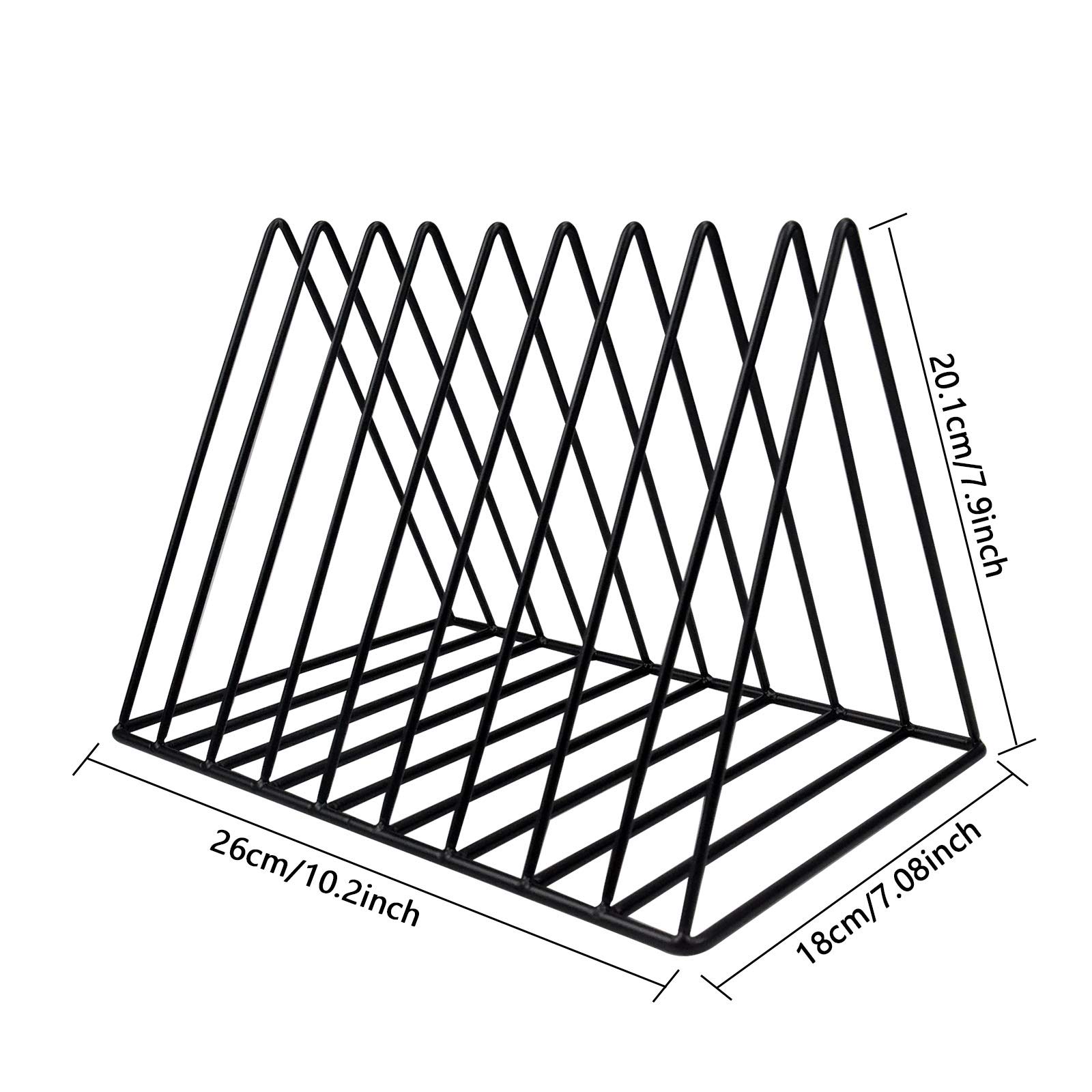 Portariviste Scrivania, Fermalibri in Metallo, 9 Slot Rastrelliera Triangolare per Libri, Portariviste Metallo Design, Portadocumenti da Scrivania Verticale, per Ufficio, Scuola, Casa(Nero)