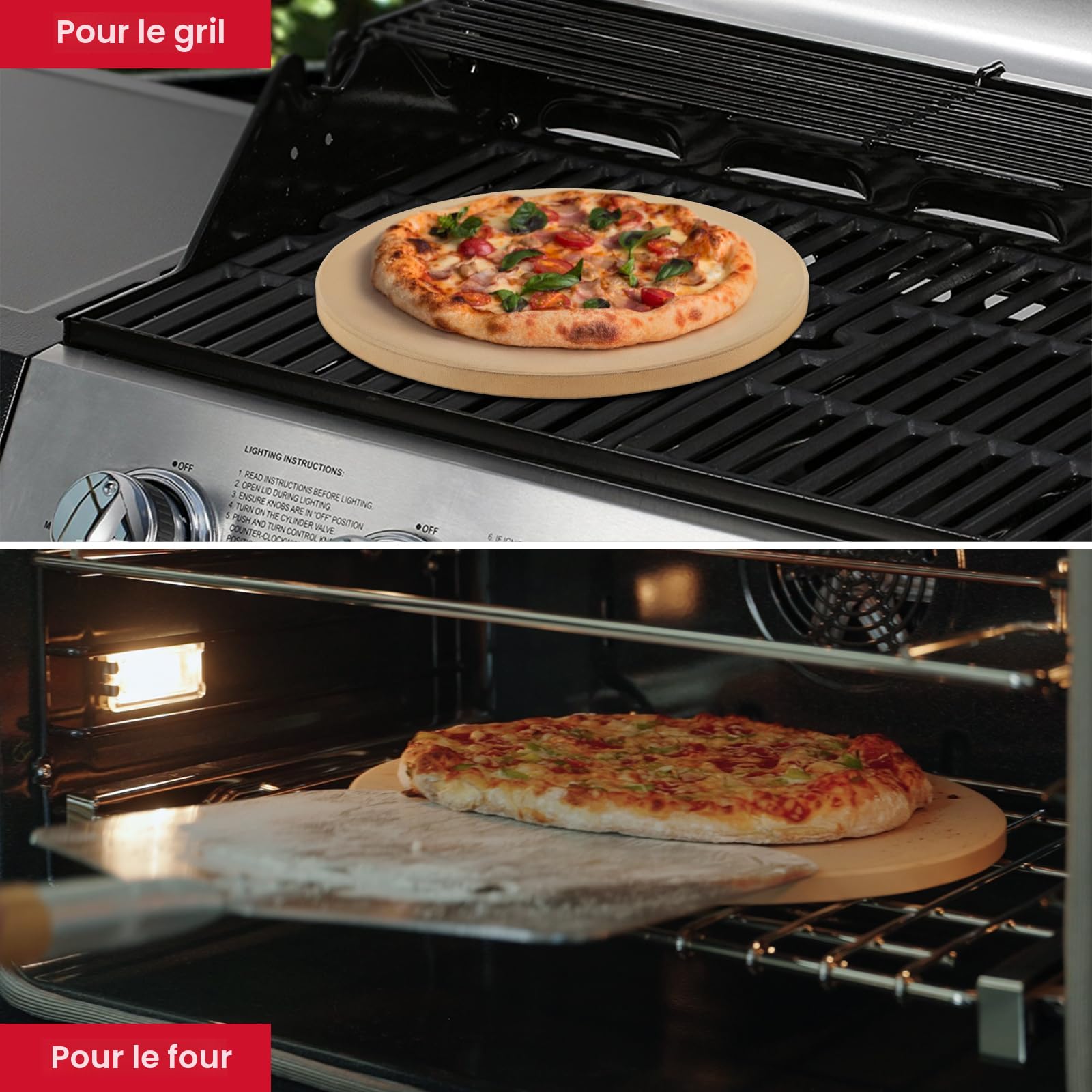 Unicook Pierre à Pizza 33cm Carrée Cordiérite - Four Et Barbecue Avec Grattoir