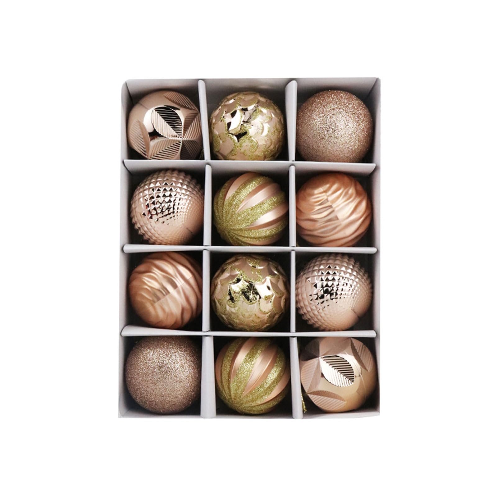 Boules de Noël d'un diamètre de 6 cm couleur rose gold pour un sapin de prestige