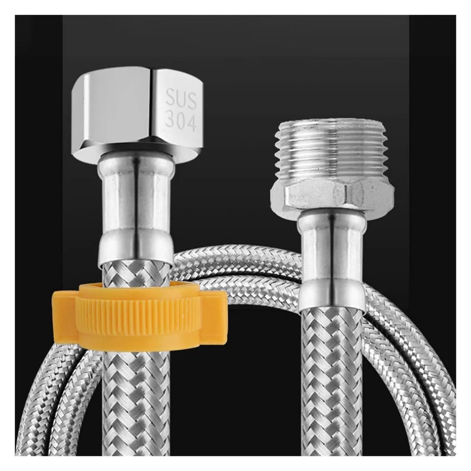 Tuyau tressé en acier inoxydable, chauffe-eau domestique, lavabo de toilette, robinet, tuyau d'entrée d'eau, Tubes d'extension G1/2 femelle X G1/2 mâle(150cm)